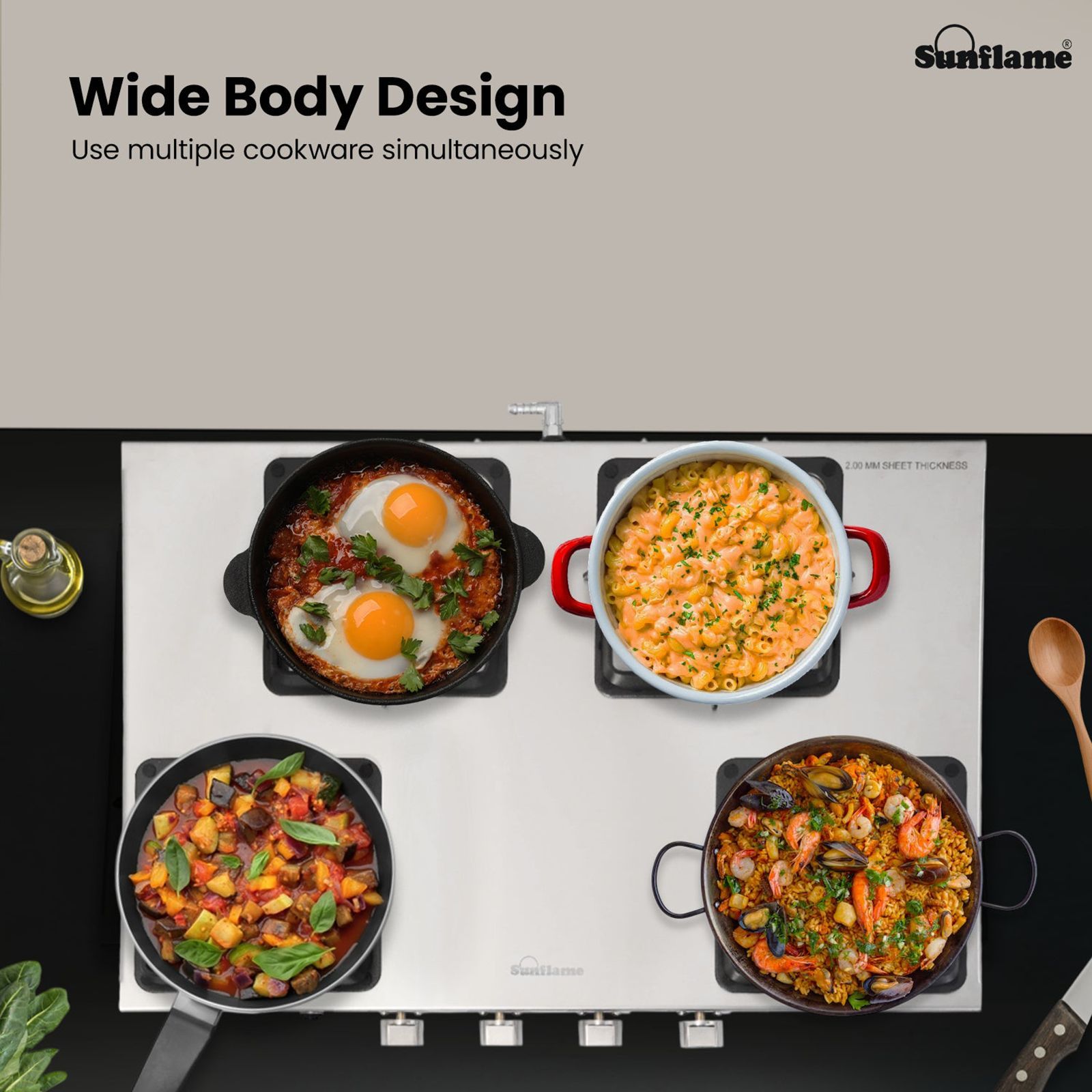 Sunflame SSS 4B AI 4 Burner Automatic Gas Stove (ISI Certified, Silver)_6