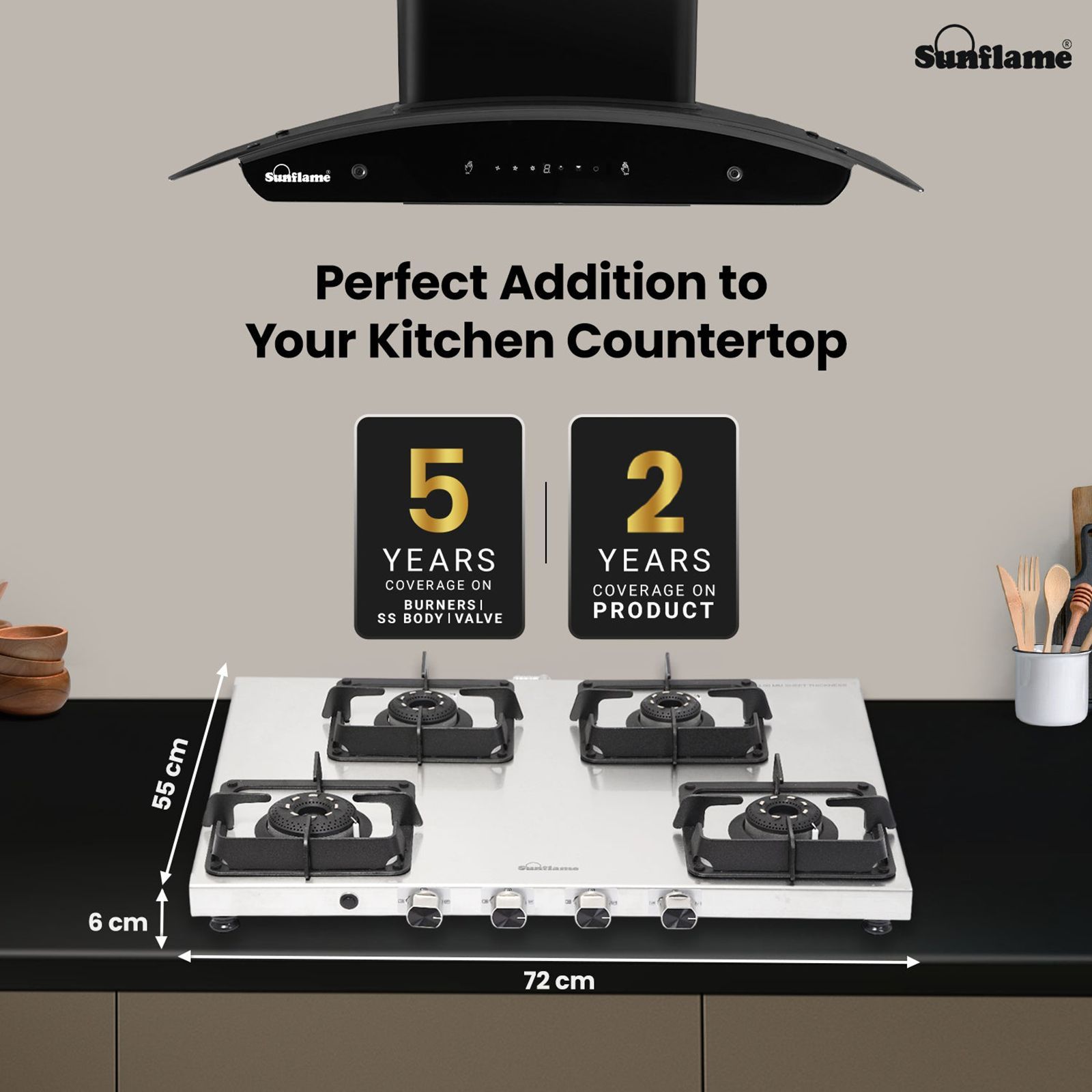 Sunflame SSS 4B AI 4 Burner Automatic Gas Stove (ISI Certified, Silver)_9