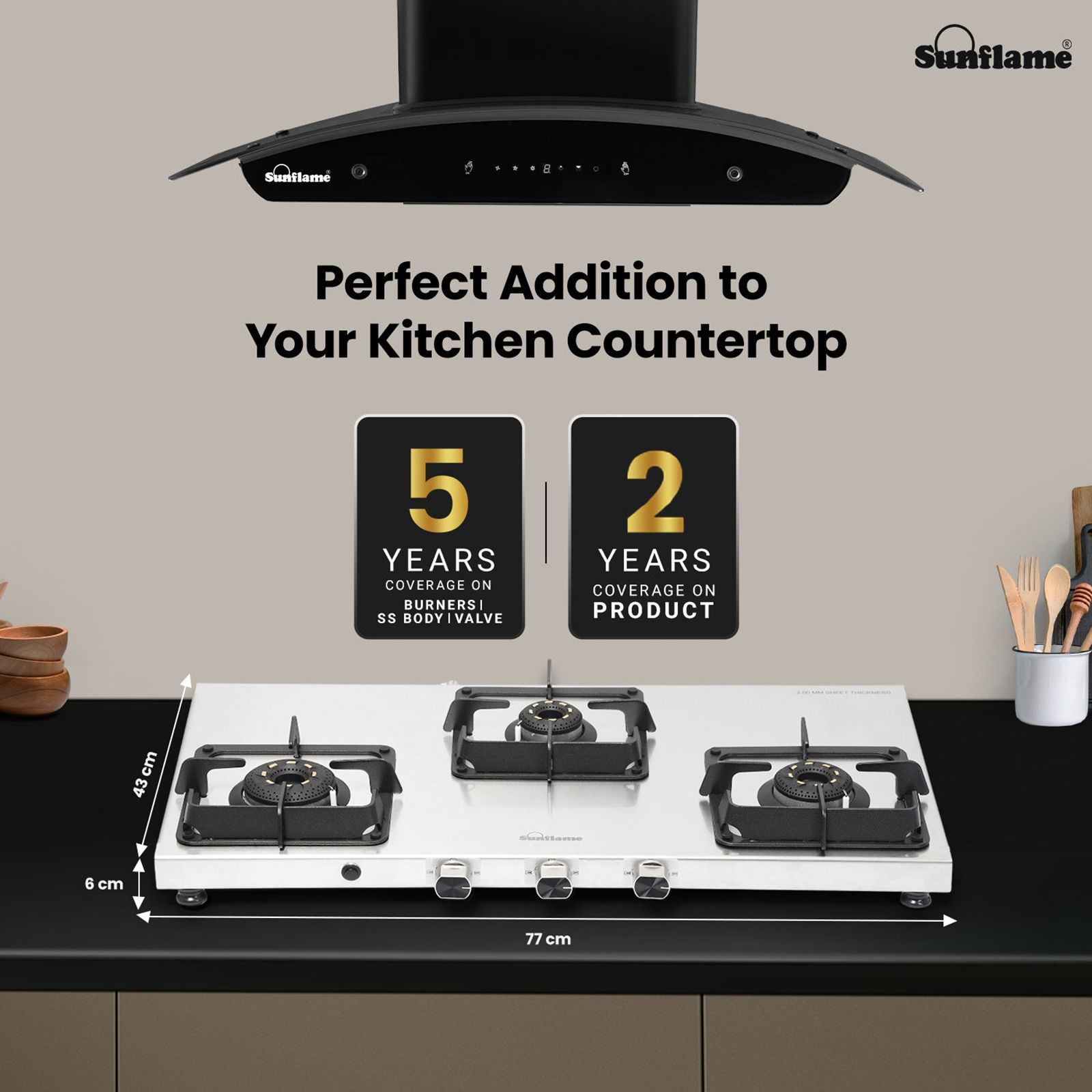 Sunflame SSS 3B AI 3 Burner Automatic Gas Stove (ISI Certified, Silver)_8