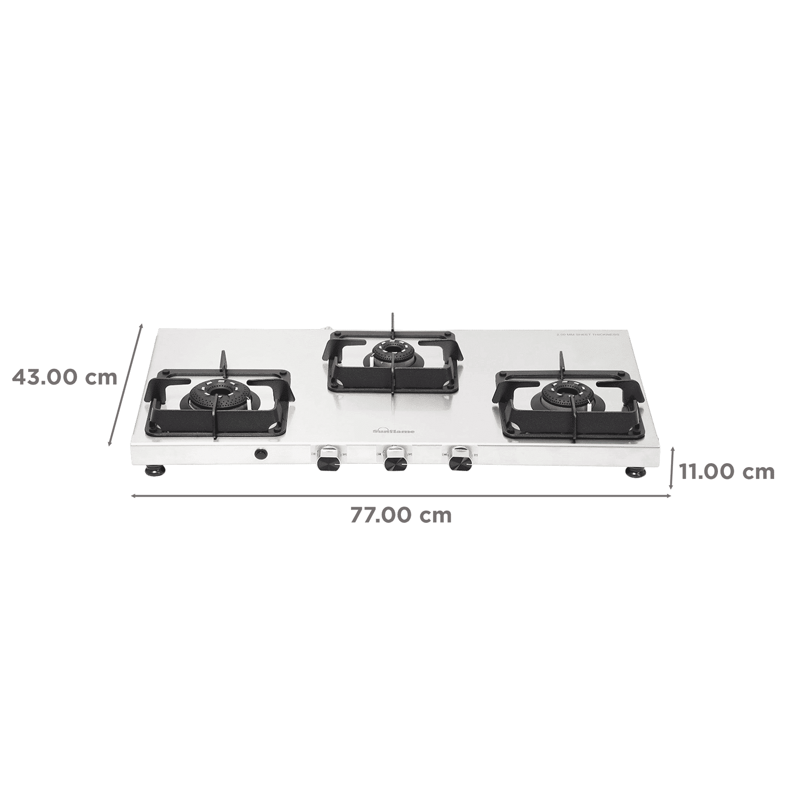 Sunflame SSS 3B AI 3 Burner Automatic Gas Stove (ISI Certified, Silver)_2