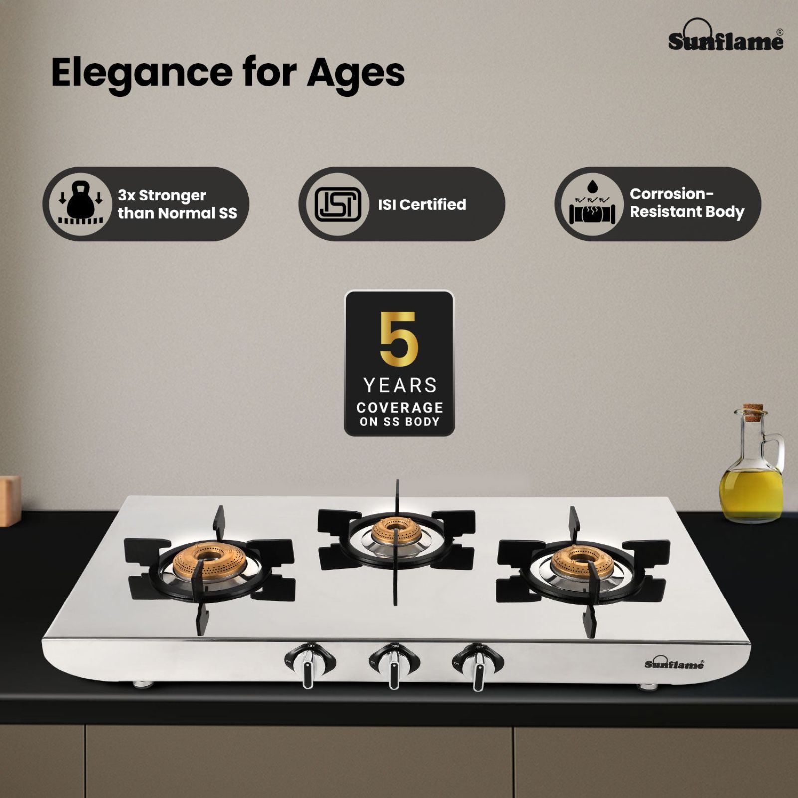 Sunflame SSH 2MM G/S 3 Burner Manual Gas Stove (ISI Certified, Silver)_8