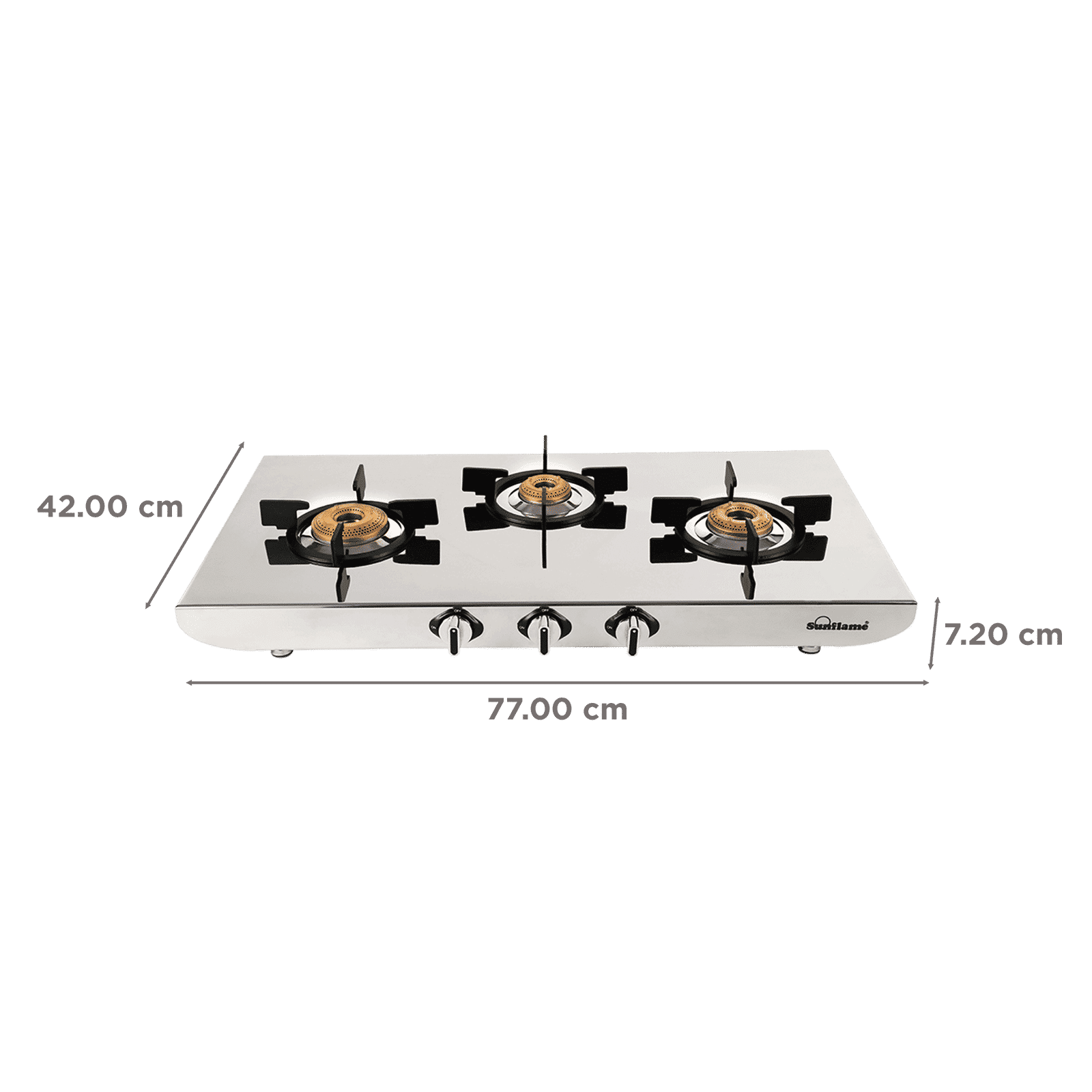 Sunflame SSH 2MM G/S 3 Burner Manual Gas Stove (ISI Certified, Silver)_2