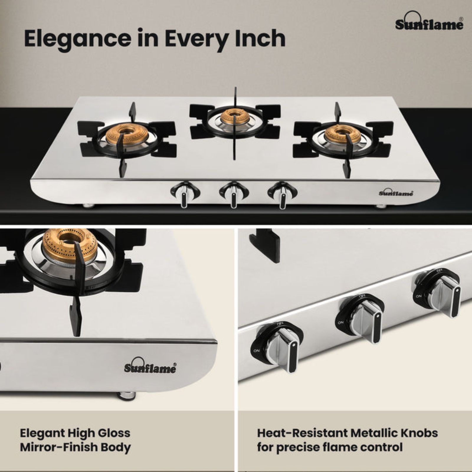 Sunflame SSH 2MM G/S 3 Burner Manual Gas Stove (ISI Certified, Silver)_3