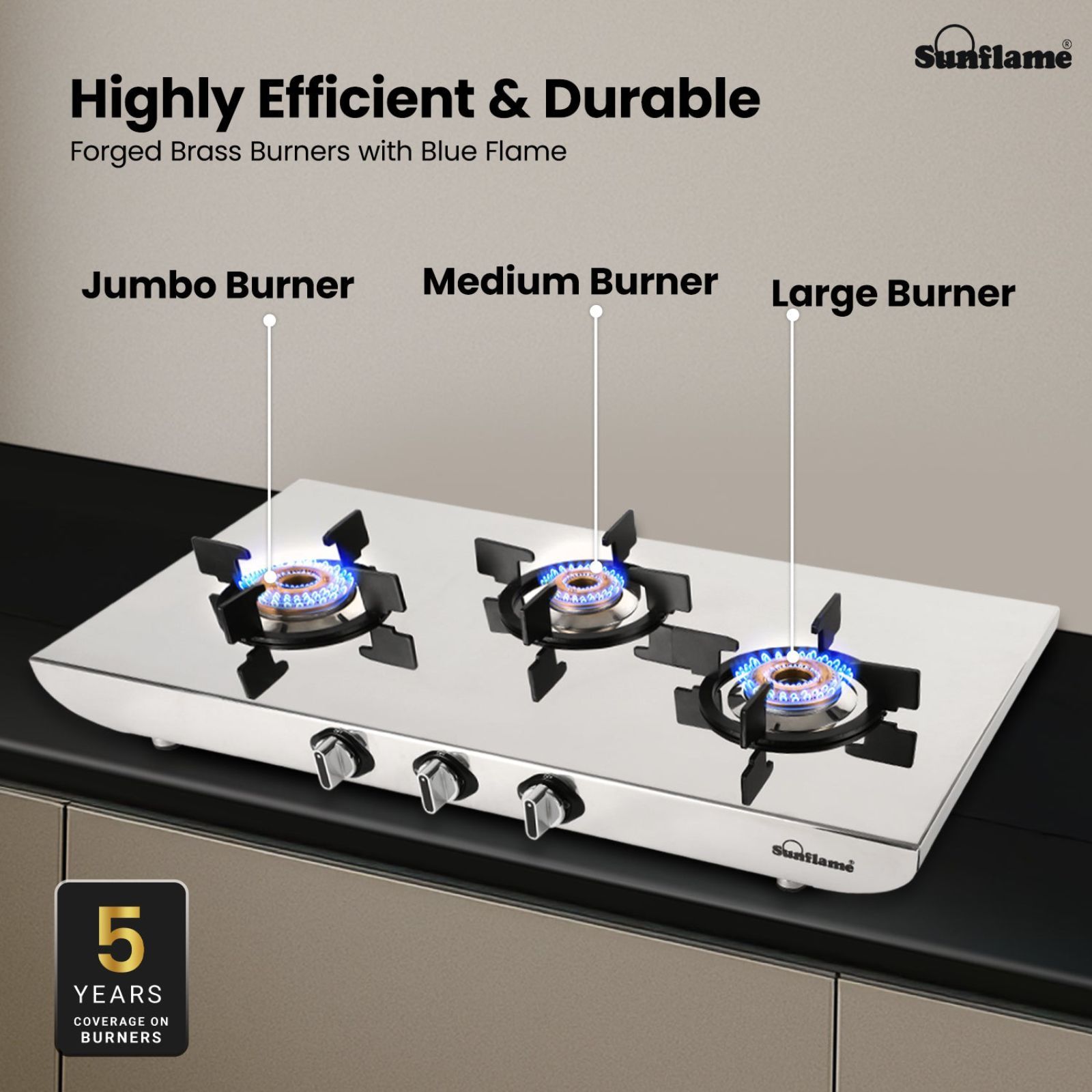 Sunflame SSH 2MM G/S 3 Burner Manual Gas Stove (ISI Certified, Silver)_4