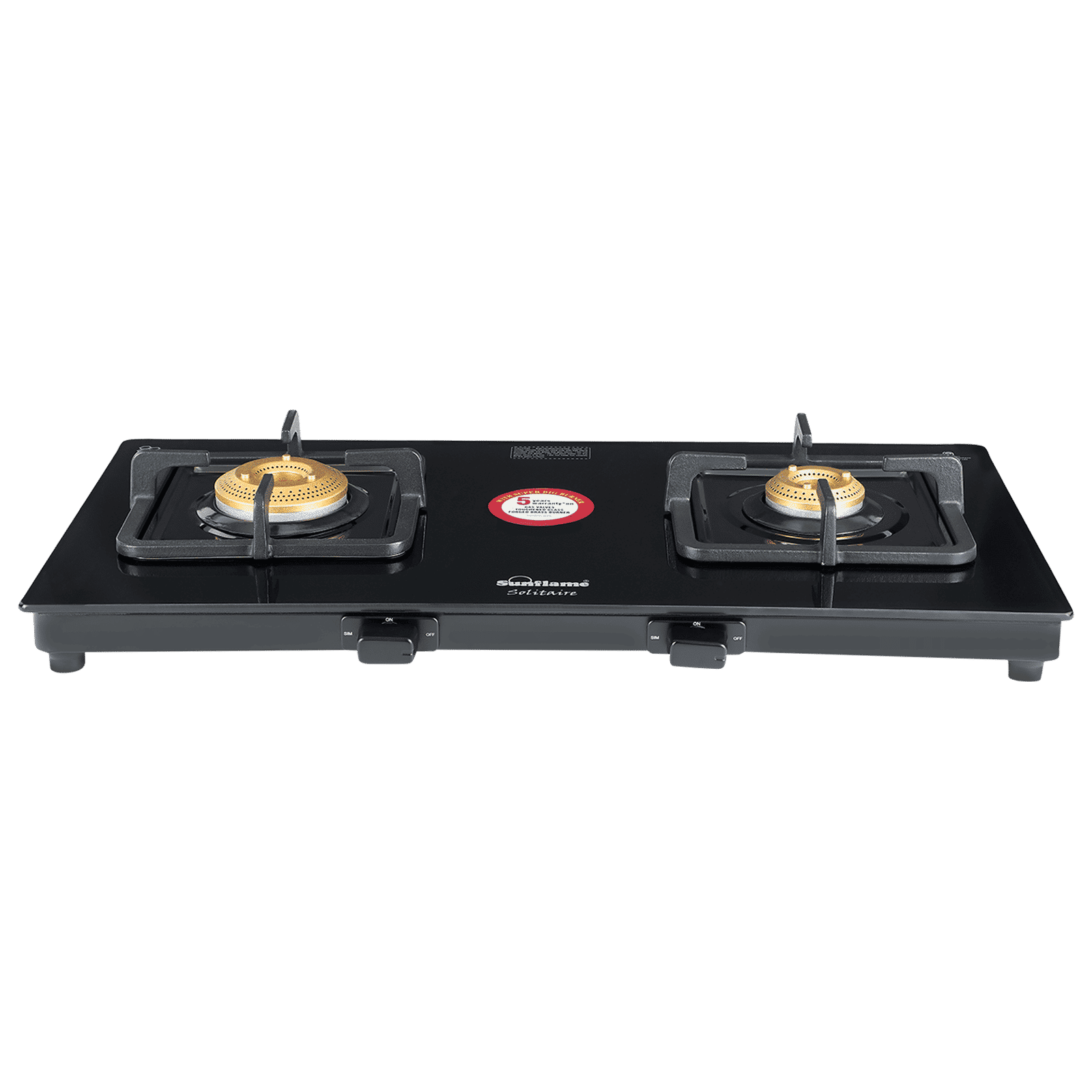 Sunflame SOLITAIRE Toughened Glass Top 2 Burner Manual Gas Stove (ISI Certified, Black) Sunflame SOLITAIRE Toughened Glass Top 2 Burner Manual Gas Stove (ISI Certified, Black)_2