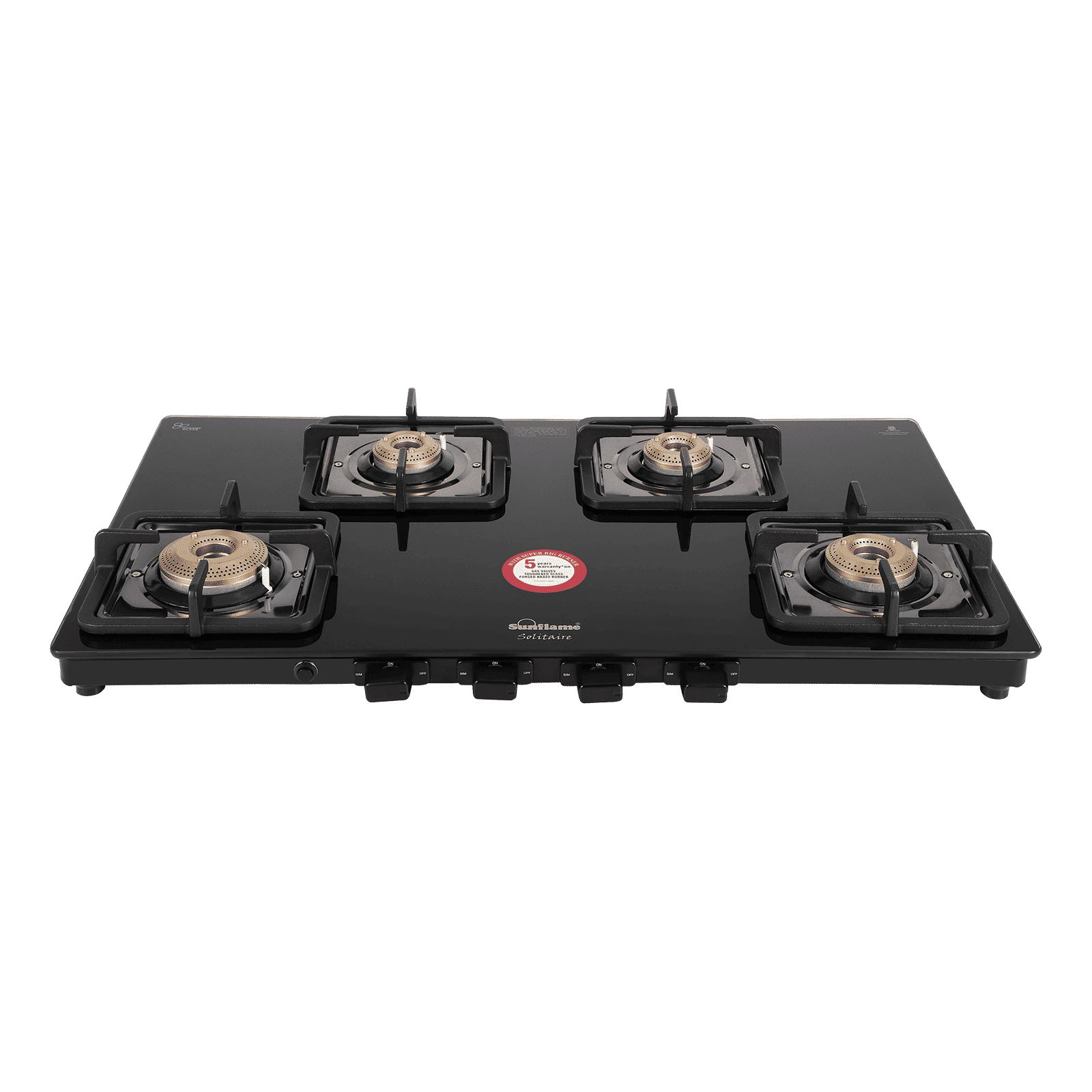 Sunflame SOLITAIRE Toughened Glass Top 4 Burner Automatic Gas Stove (ISI Certified, Black)_5