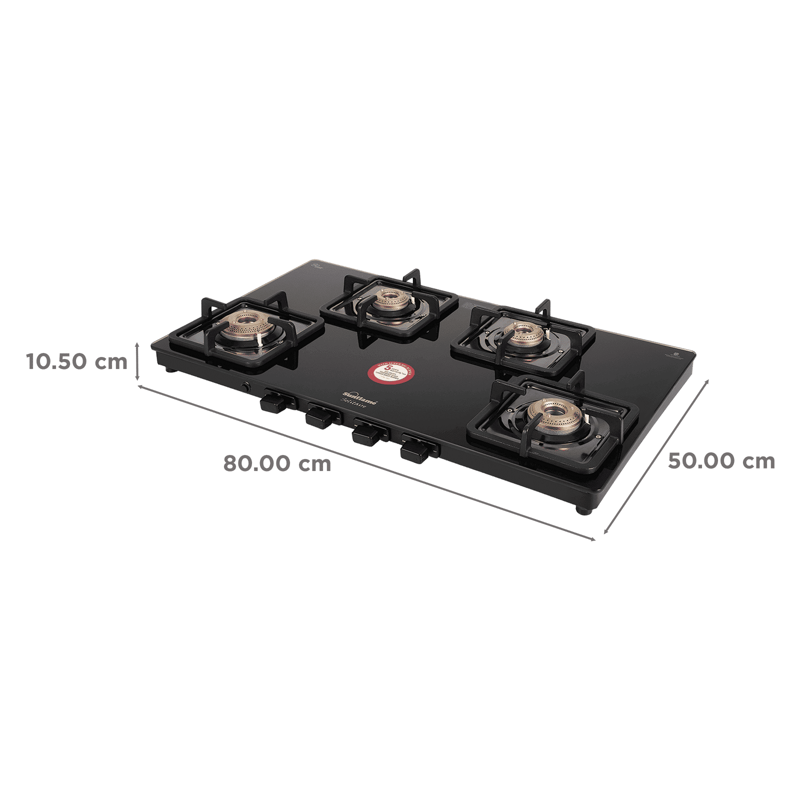 Sunflame SOLITAIRE Toughened Glass Top 4 Burner Automatic Gas Stove (ISI Certified, Black)_2