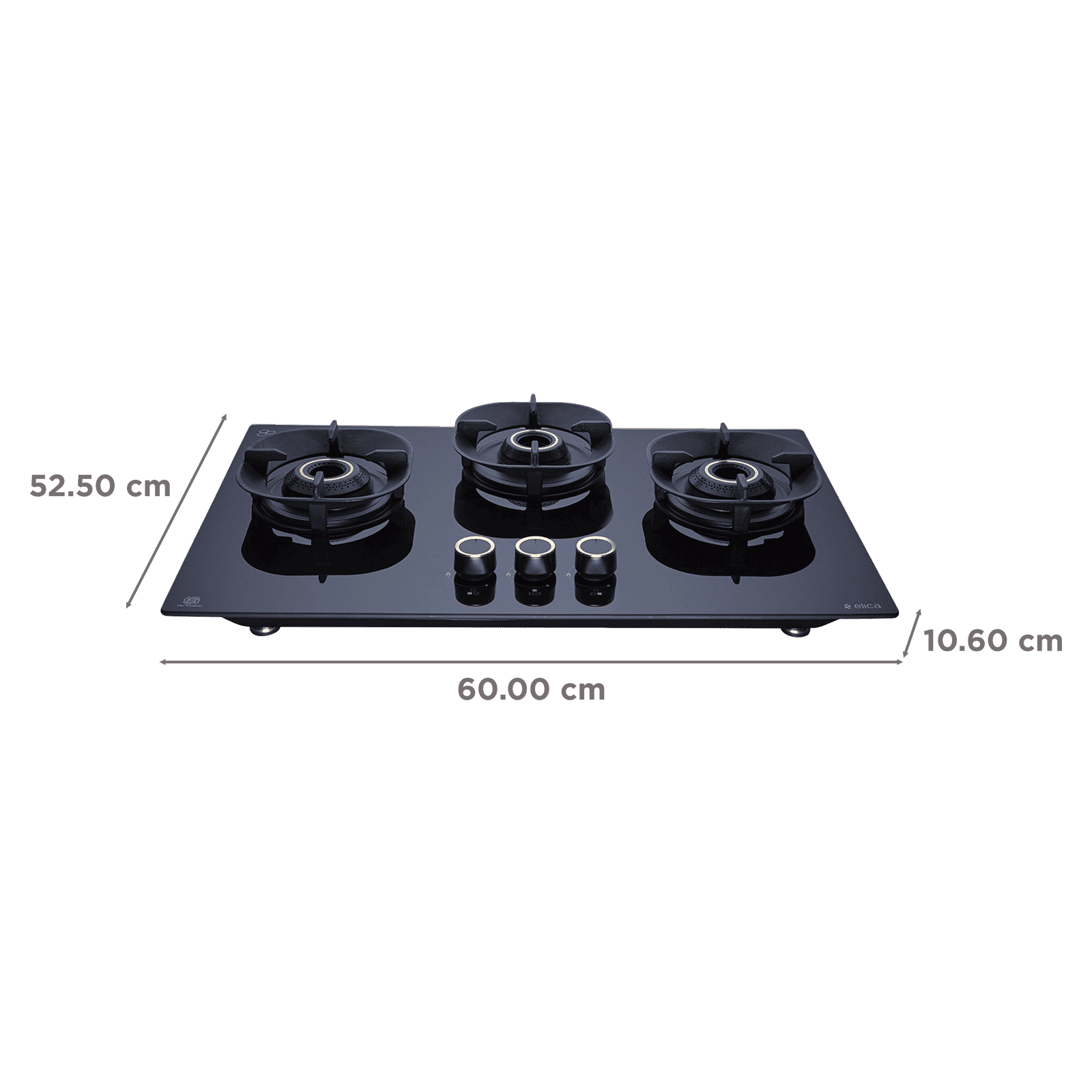 elica CROWN FLEXI 360 LOTUS IND HD BRASS Toughened Glass Top 3 Burner Automatic Hob (Multi Flame Burners, Black Glass)_2