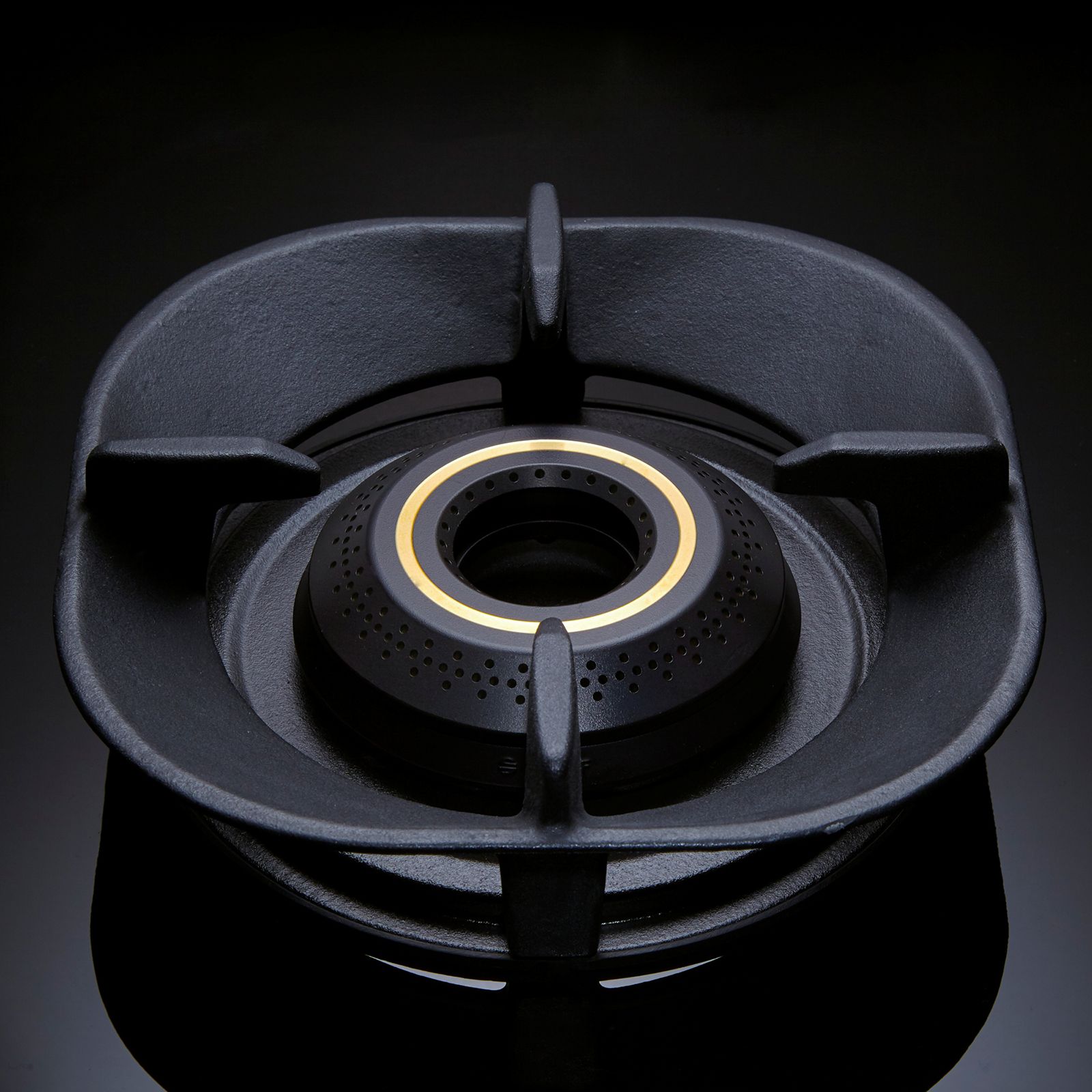 elica CROWN FLEXI 590 LOTUS IND HD BRASS Toughened Glass Top 5 Burner Automatic Hob (Multi Flame Burners, Black Glass)_2