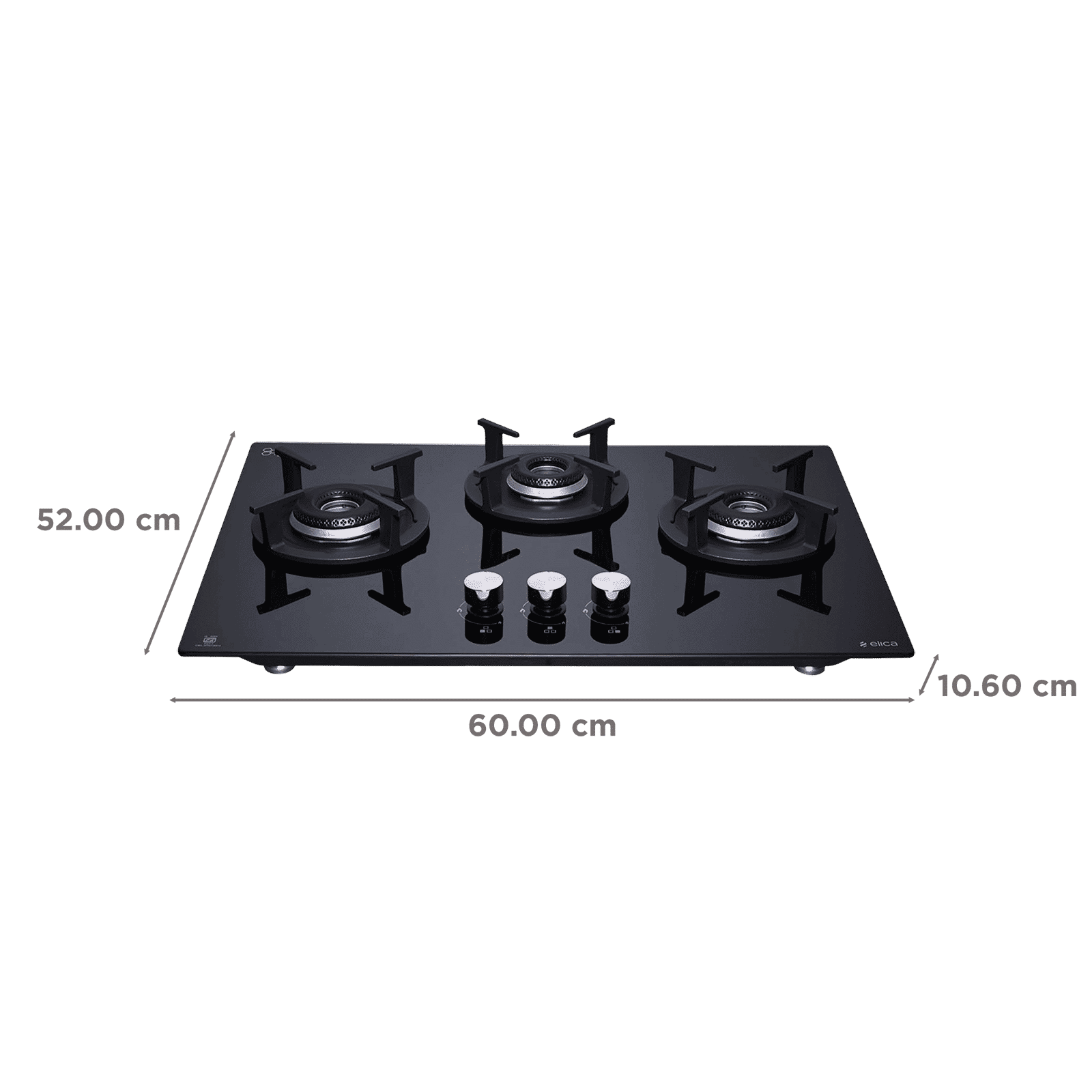elica FLEXI HCT 360 DX LOTUS BK 3 Burner Automatic Hob (Round Cast Iron Pan Support, Black) elica FLEXI HCT 360 DX LOTUS BK 3 Burner Automatic Hob (Round Cast Iron Pan Support, Black)_2