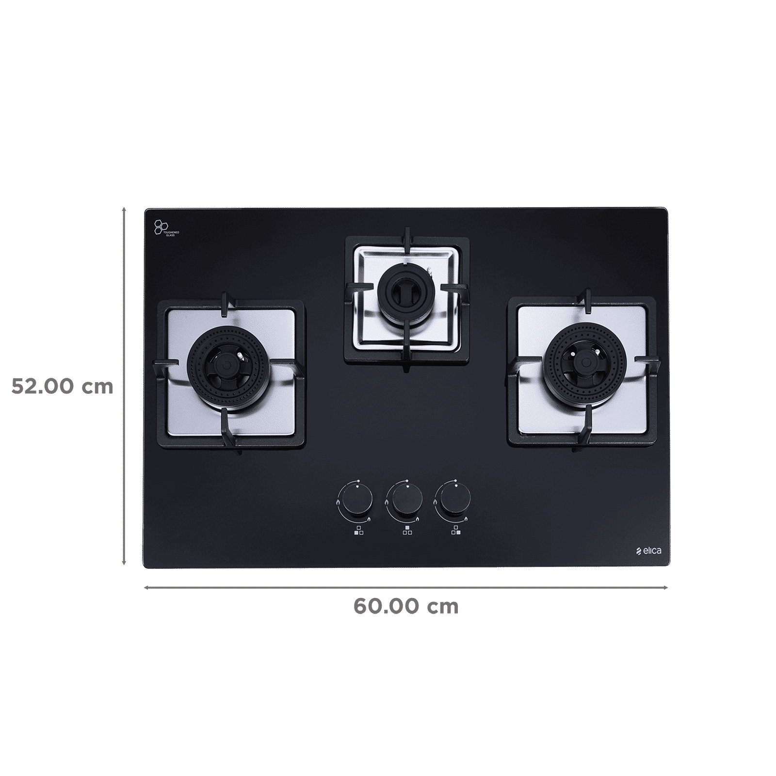 elica IND FLEXI AB 360 DX DFS Toughened Glass Top 3 Burner Automatic Hob (Cast Iron Pan Support, Black)_2