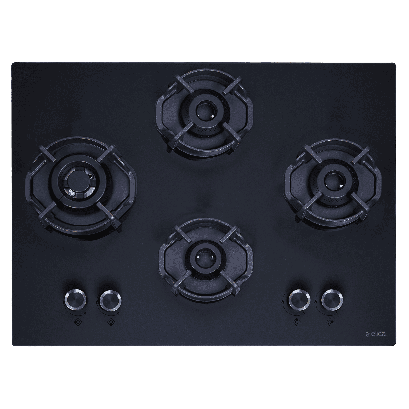 Elica MATT FLEXI HEXA LOTUS IND HD BRASS SERIES Toughened Glass Top 4 Burner Automatic Hob (Multi-Flame Burners, Black)_1