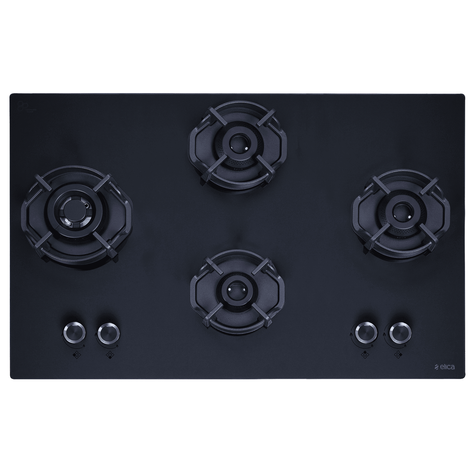 Elica MATT FLEXI HEXA LOTUS IND HD BRASS SERIES Toughened Glass Top 4 Burner Automatic Hob (Multi-Flame Burners, Black)_1