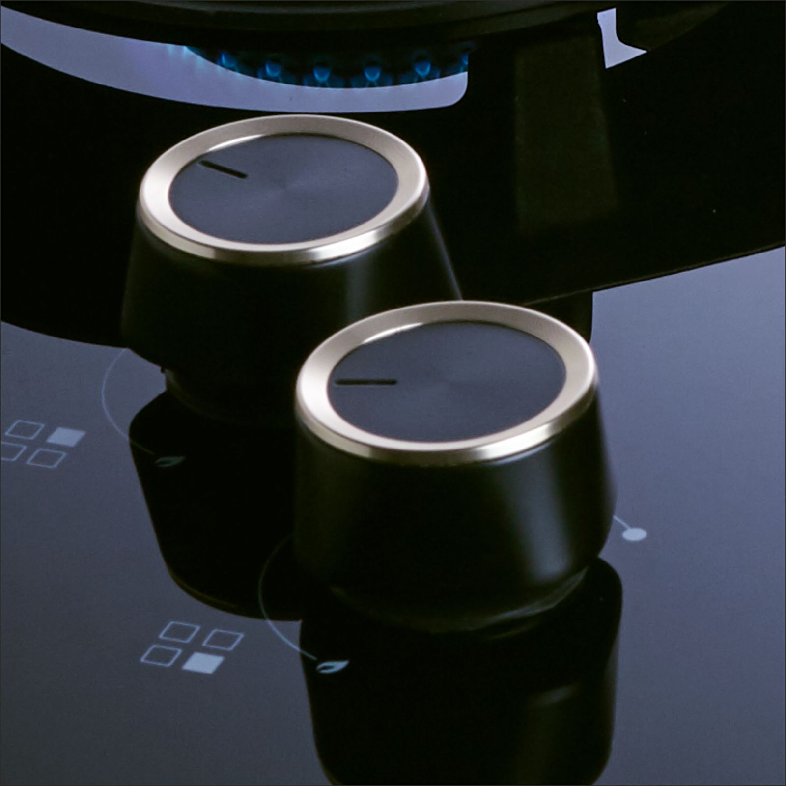 elica CROWN FLEXI 475 LOTUS IND HD BRASS Toughened Glass Top 4 Burner Automatic Hob (Multi Flame Burners, Black Glass)_3