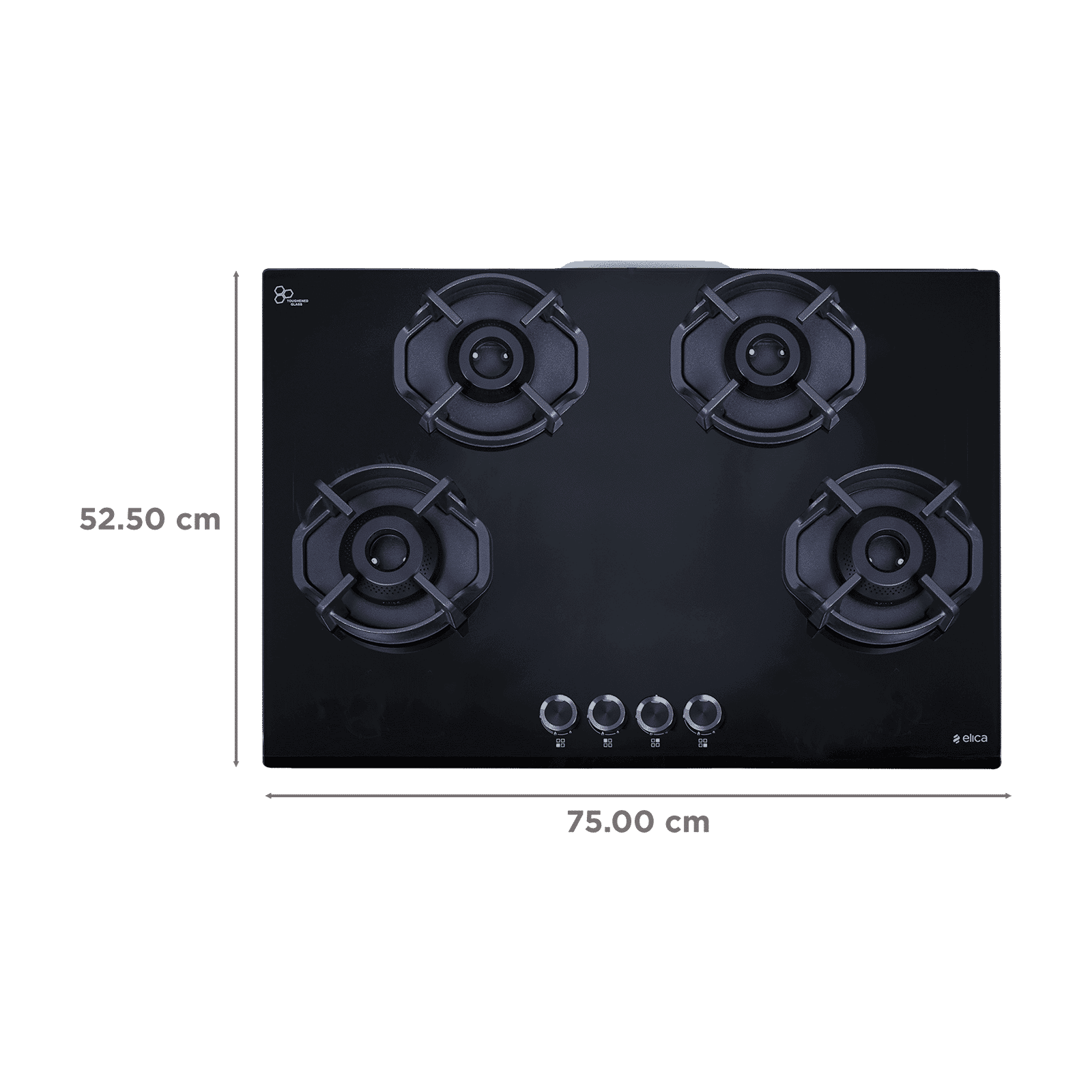 elica FLEXI HEXA 475 RS LOTUS IND HD BRASS Toughened Glass Top 4 Burner Automatic Hob (Multi Flame Burners, Black Glass)_2