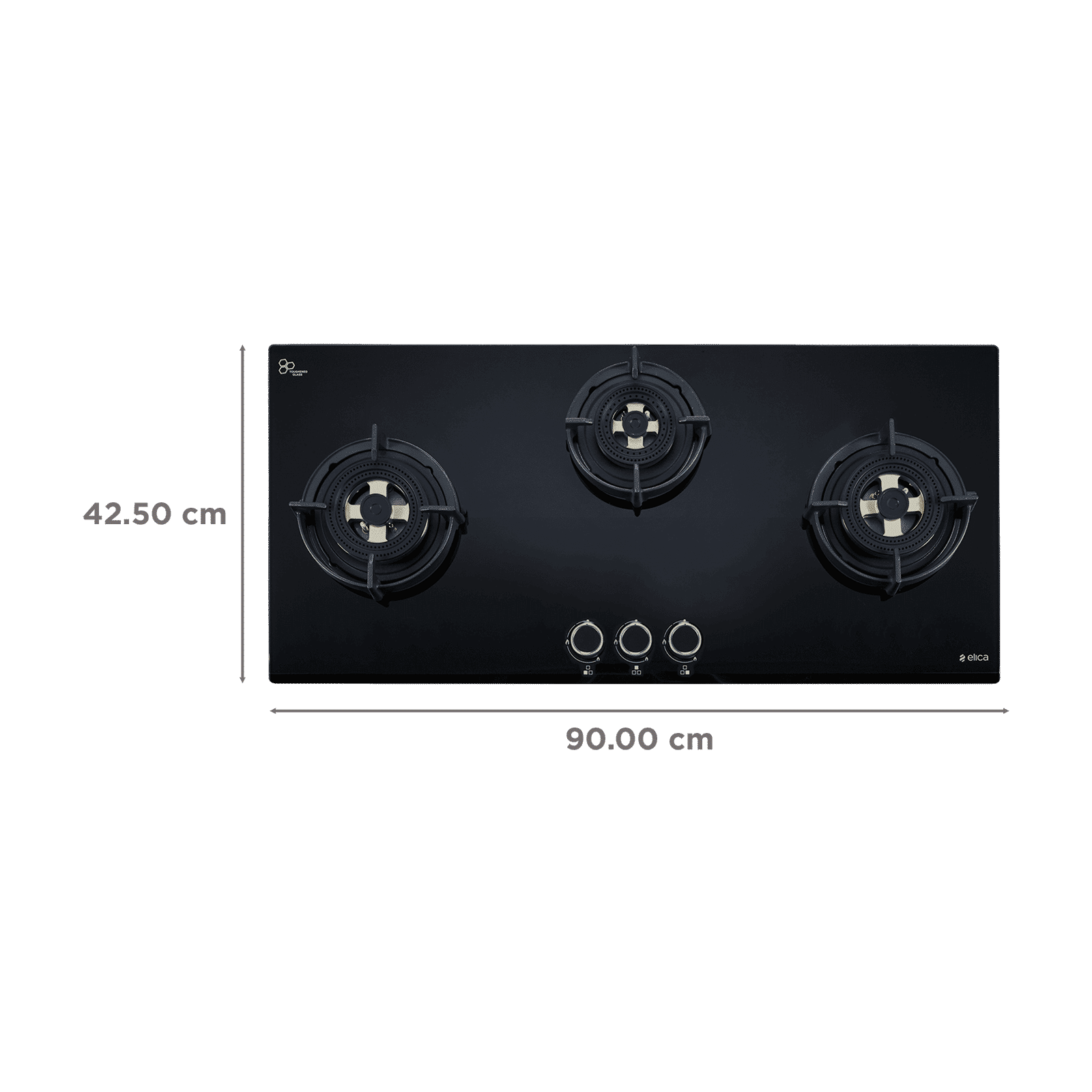 elica FLEXI DFS FB MFC 3B 90 DX FFD Toughened Glass Top 3 Burner Automatic Hob (Direct Multi Flame Burners, Black Glass)_2
