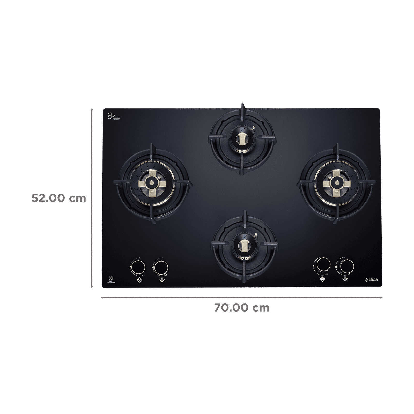 elica FLEXI DFS HE FB 4B 70 DX Toughened Glass Top 4 Burner Automatic Hob (Direct Multi Flame Burners, Black Glass)_2