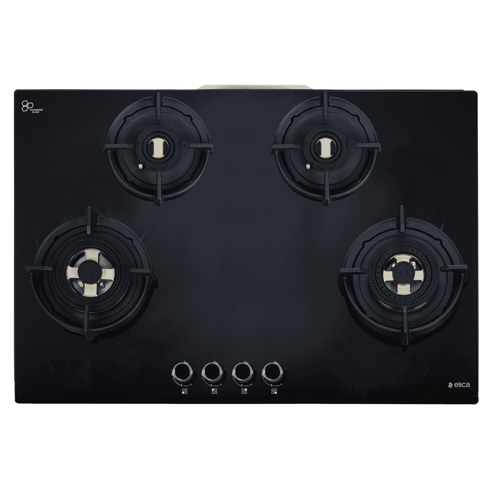 elica FLEXI DFS FB MFC 4B 75 Glass Top 4 Burners Automatic Hob (Flame Failure Device, Black Glass)_1