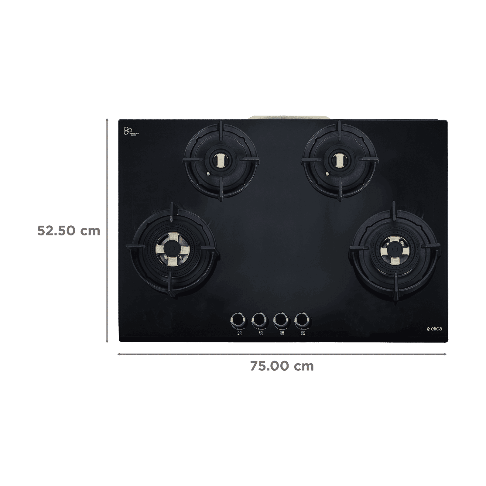 elica FLEXI DFS FB MFC 4B 75 Glass Top 4 Burners Automatic Hob (Flame Failure Device, Black Glass)_2