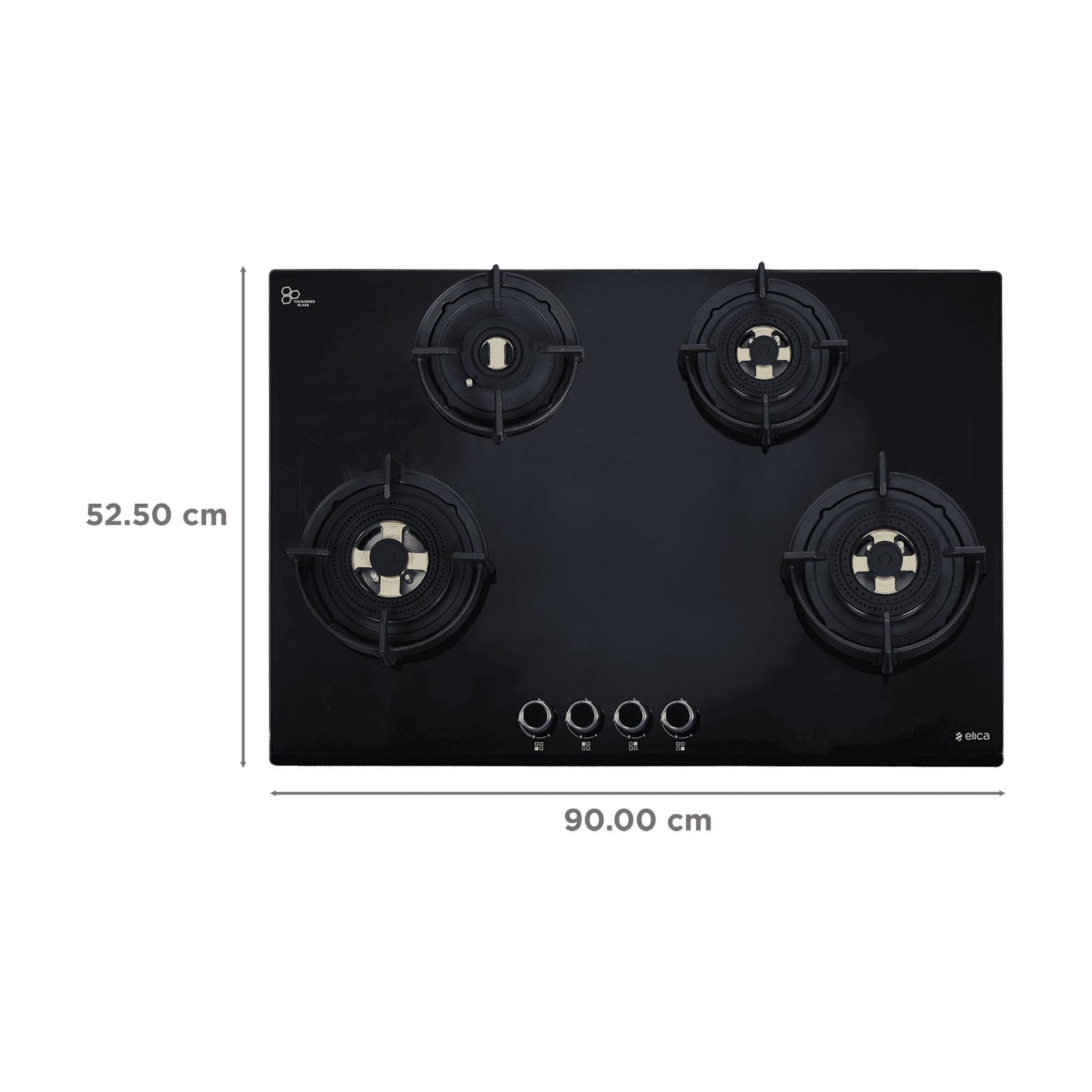 elica DFS FB MFC 4B 90 R Toughened Glass Top 4 Burner Automatic Hob (Direct Multi Flame Burners, Black Glass)_2