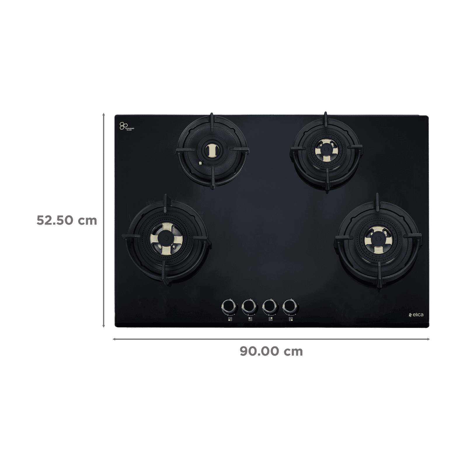 elica FLEXI DFS FB MFC 4B 90 R FFD Toughened Glass Top 4 Burner Automatic Hob (Direct Multi Flame Burners, Black Glass)_2