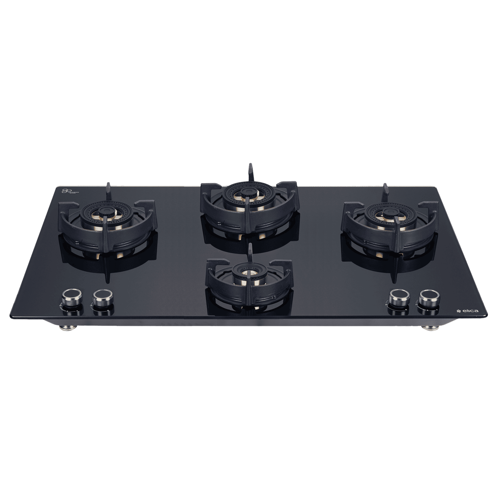 elica DFS FB 4B 91 TX Toughened Glass Top 4 Burner Automatic Hob (Direct Multi Flame Burners, Black Glass)_1