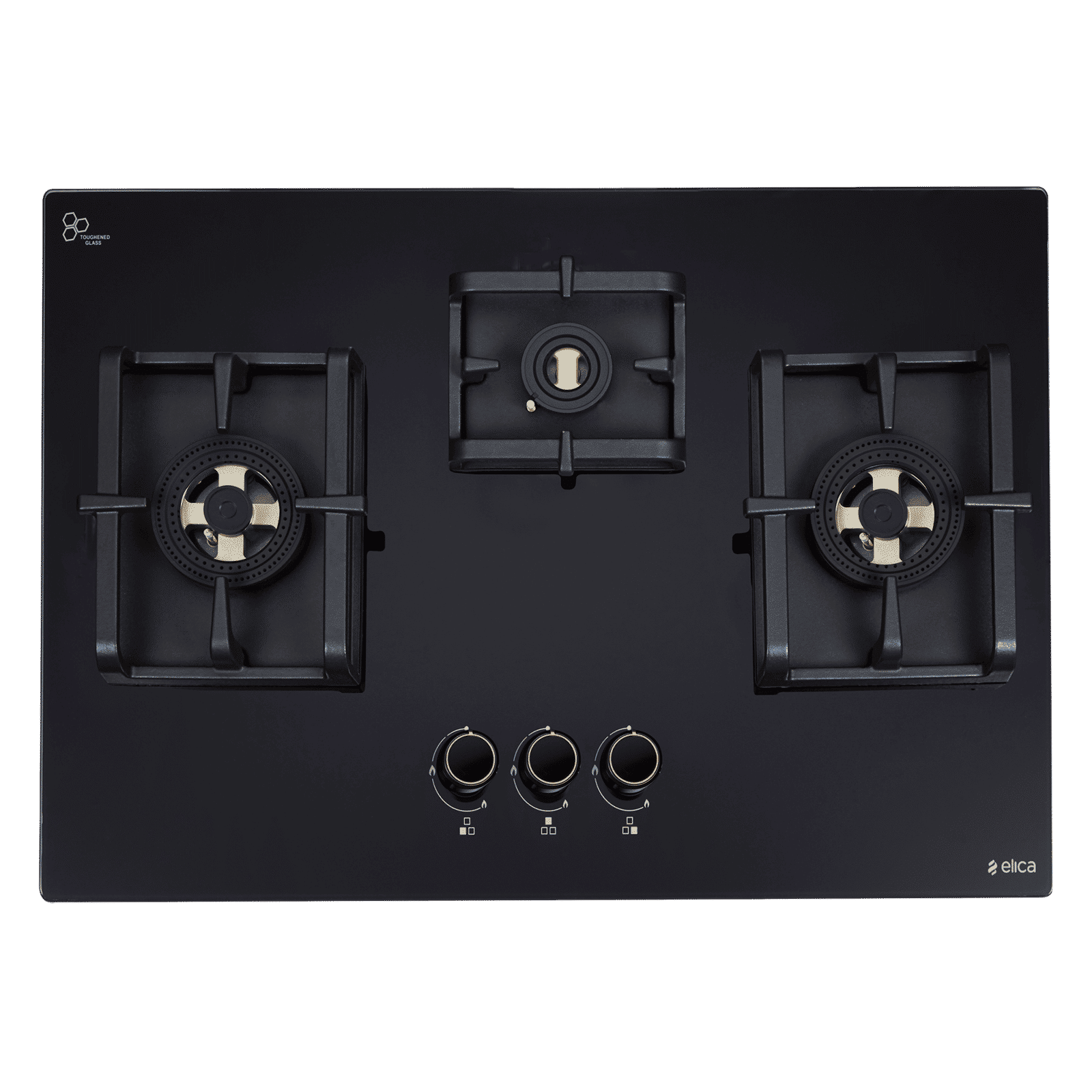 elica DFS PRO FB 3B 70 DX Toughened Glass Top 3 Burner Automatic Hob (Direct Multi Flame Burners, Black Glass) elica DFS PRO FB 3B 70 DX Toughened Glass Top 3 Burner Automatic Hob (Direct Multi Flame Burners, Black Glass)_1