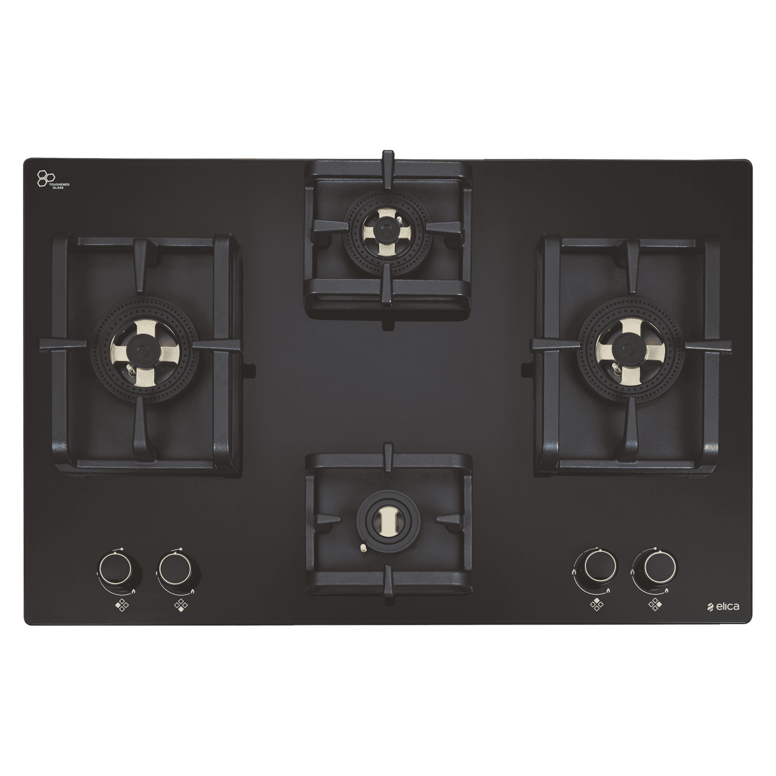 elica DFS PRO FB 4B 70 DX Toughened Glass Top 4 Burner Automatic Hob (Direct Multi Flame Burners, Black Glass)_1