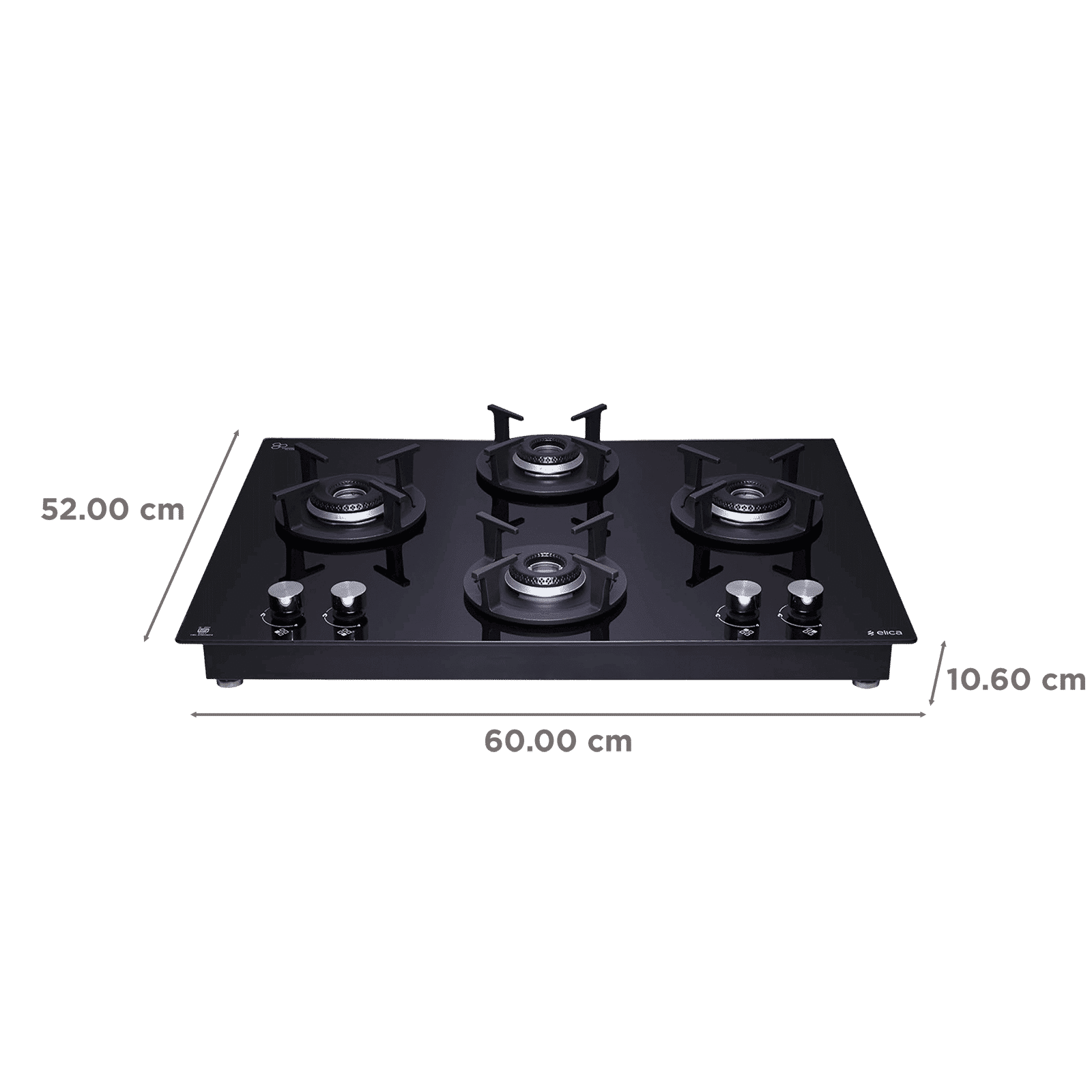 elica FLEXI HCT 460 DX LOTUS BK 4 Burner Automatic Hob (Round Cast Iron Pan Support, Black)_2