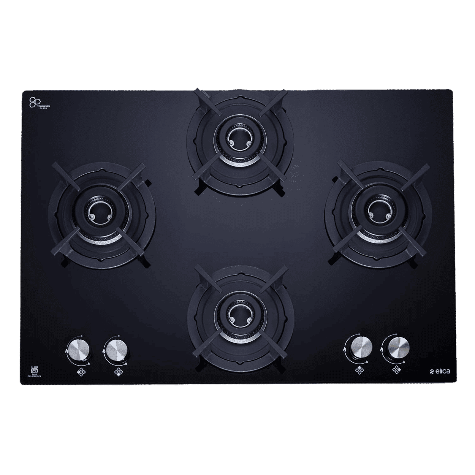 elica FLEXI HCT 460 DX LOTUS BK 4 Burner Automatic Hob (Round Cast Iron Pan Support, Black)_3