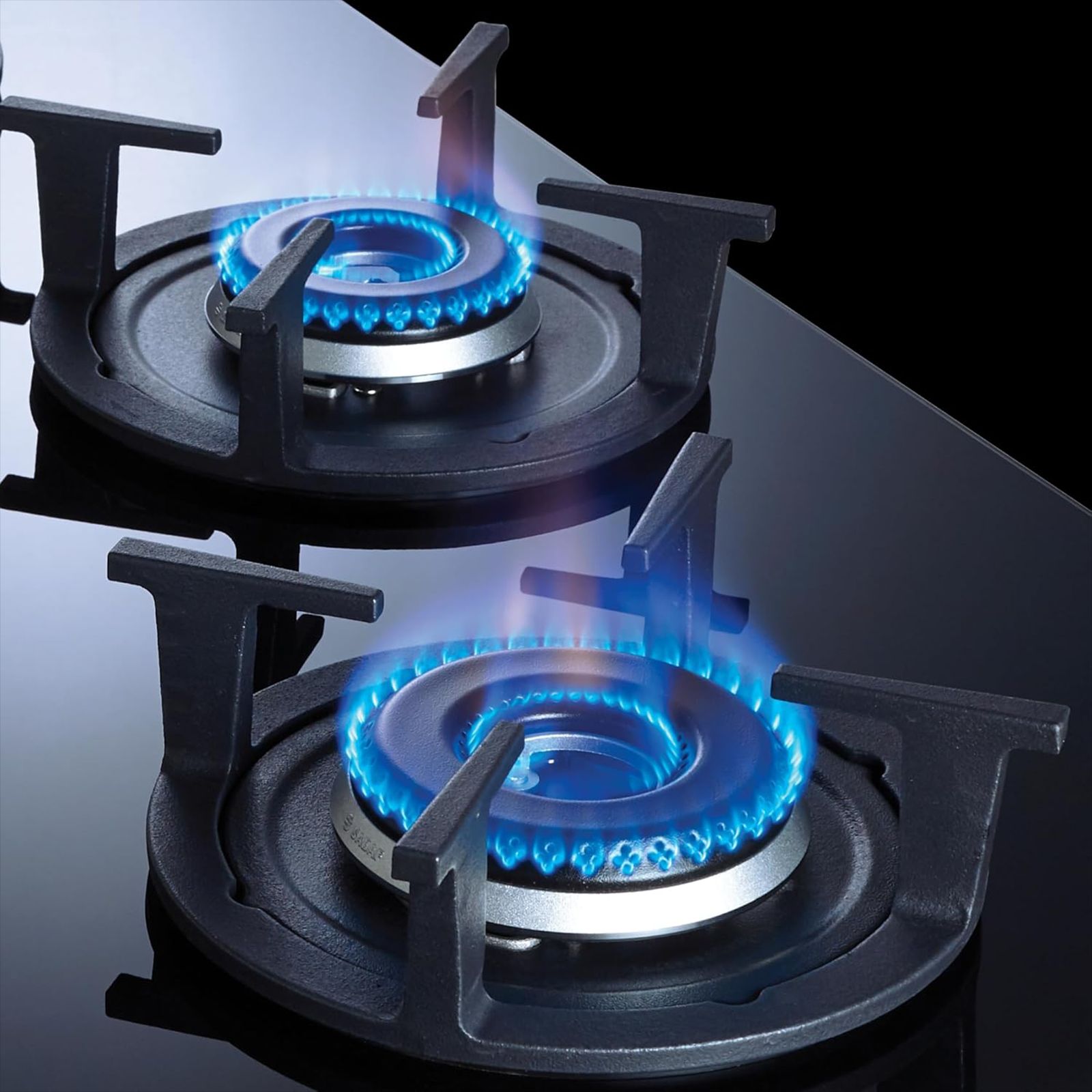 elica FLEXI HCT 460 DX LOTUS BK 4 Burner Automatic Hob (Round Cast Iron Pan Support, Black)_4