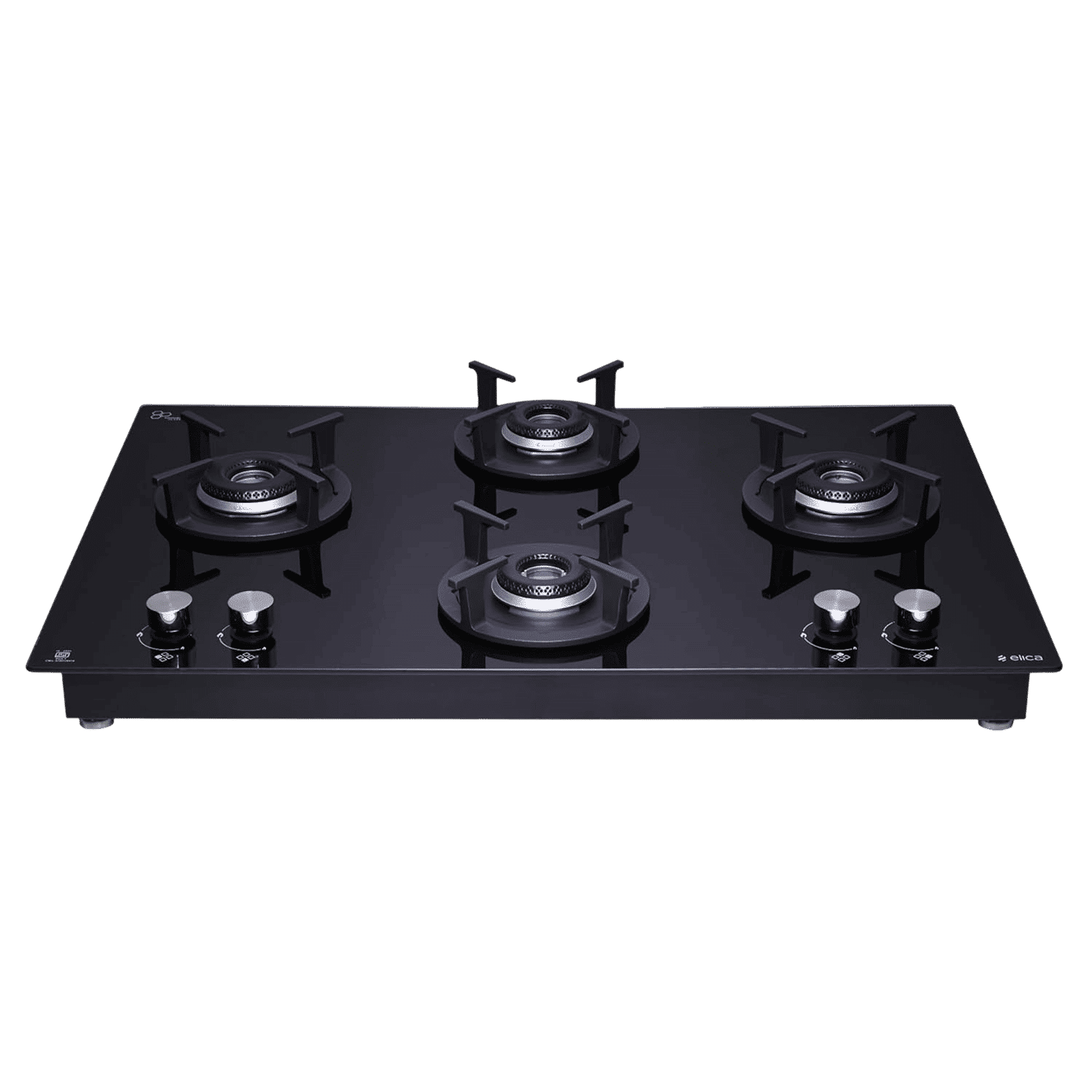 elica FLEXI HCT 470 DX LOTUS BK 4 Burner Automatic Hob (Round Cast Iron Pan Support, Black) elica FLEXI HCT 470 DX LOTUS BK 4 Burner Automatic Hob (Round Cast Iron Pan Support, Black)_1