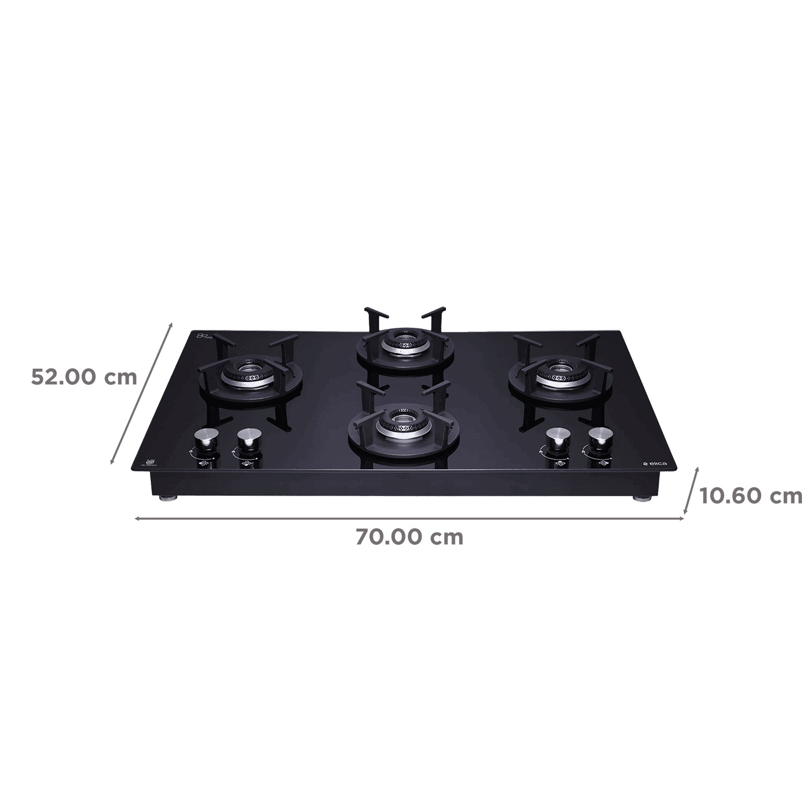 elica FLEXI HCT 470 DX LOTUS BK 4 Burner Automatic Hob (Round Cast Iron Pan Support, Black)_2
