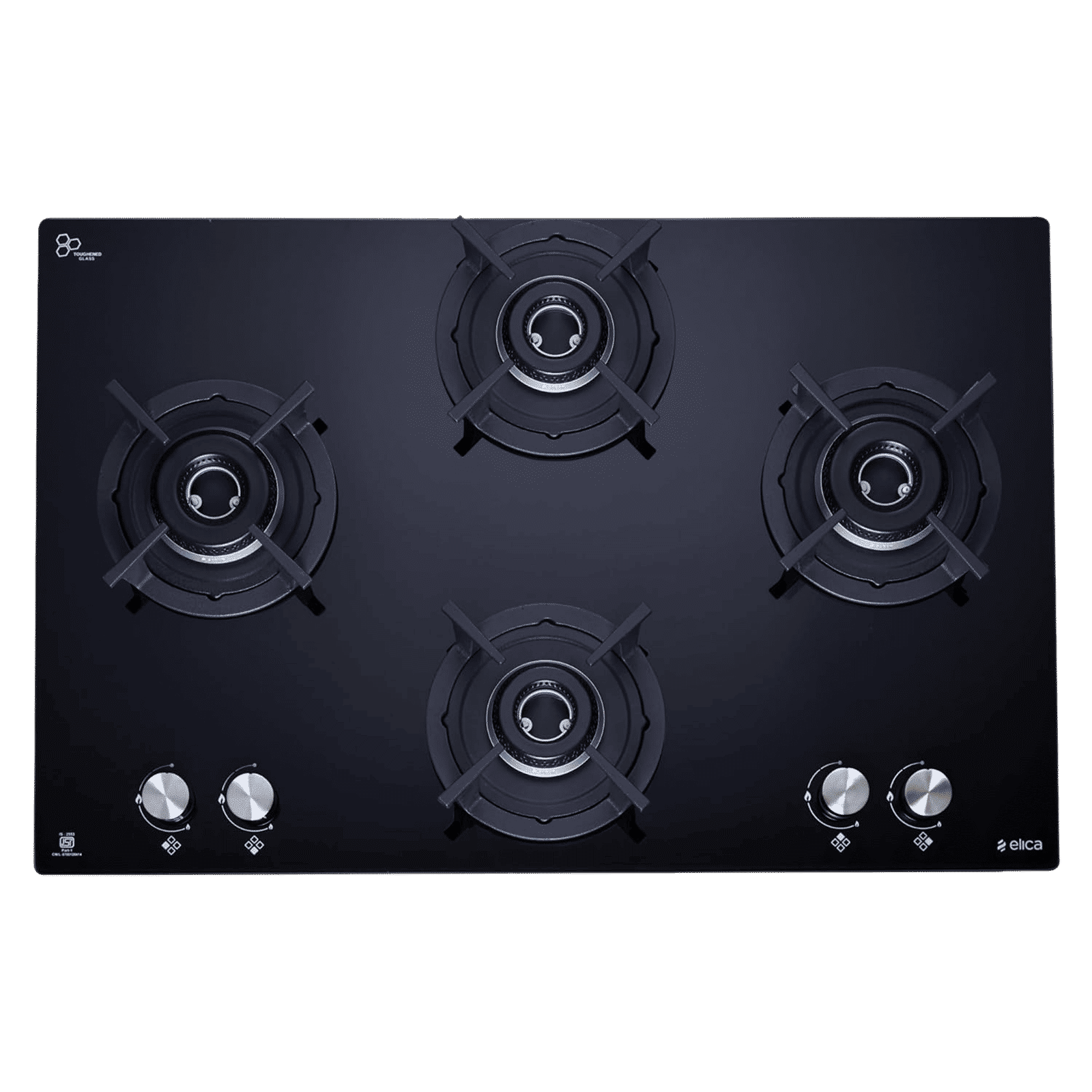 elica FLEXI HCT 470 DX LOTUS BK 4 Burner Automatic Hob (Round Cast Iron Pan Support, Black) elica FLEXI HCT 470 DX LOTUS BK 4 Burner Automatic Hob (Round Cast Iron Pan Support, Black)_3