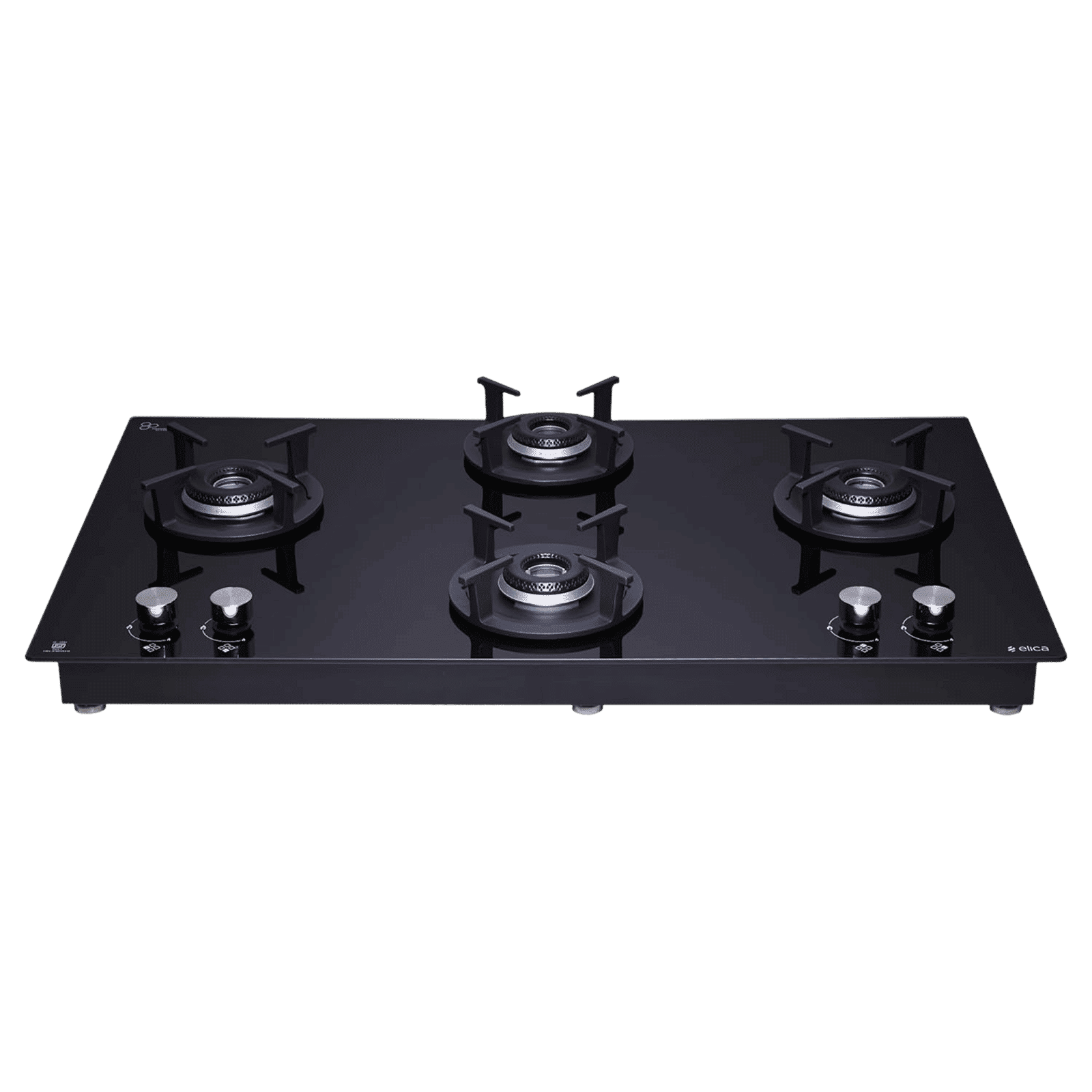 elica ‎RG FLEXI HCT DX LOTUS BK 4 Burner Automatic Hob (Round Cast Iron Pan Support, Black)_1