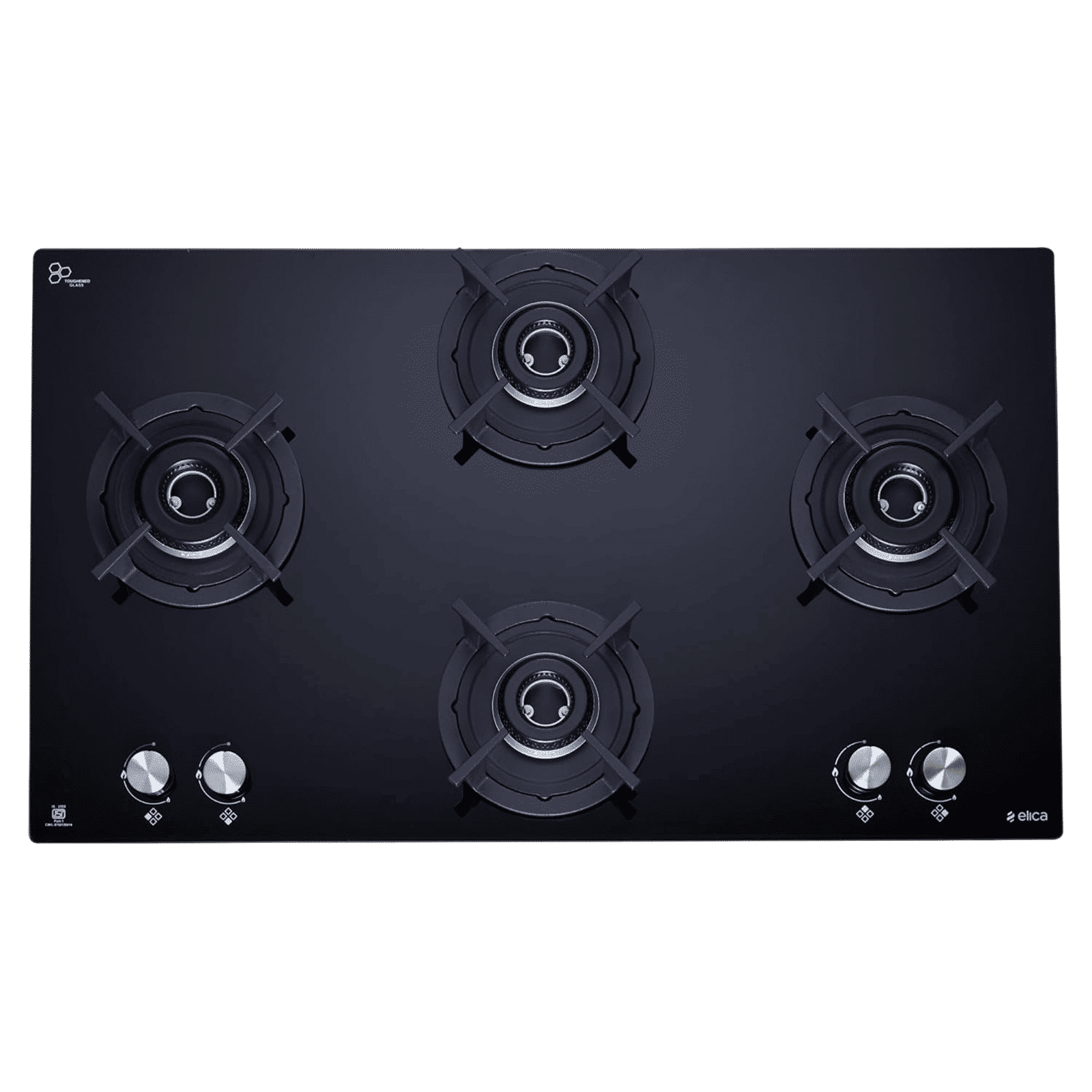 elica ‎RG FLEXI HCT DX LOTUS BK 4 Burner Automatic Hob (Round Cast Iron Pan Support, Black)_5