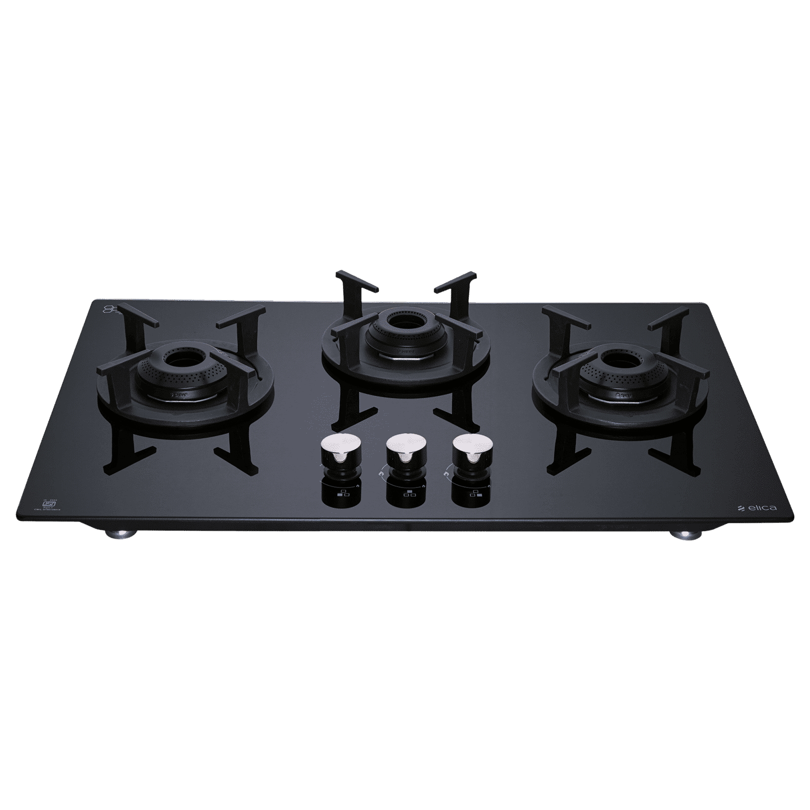elica RG FLEXI 360 LOTUS IND HD BRASS Toughened Glass Top 3 Burner Automatic Hob (Multi Flame Burners, Black Glass)_1
