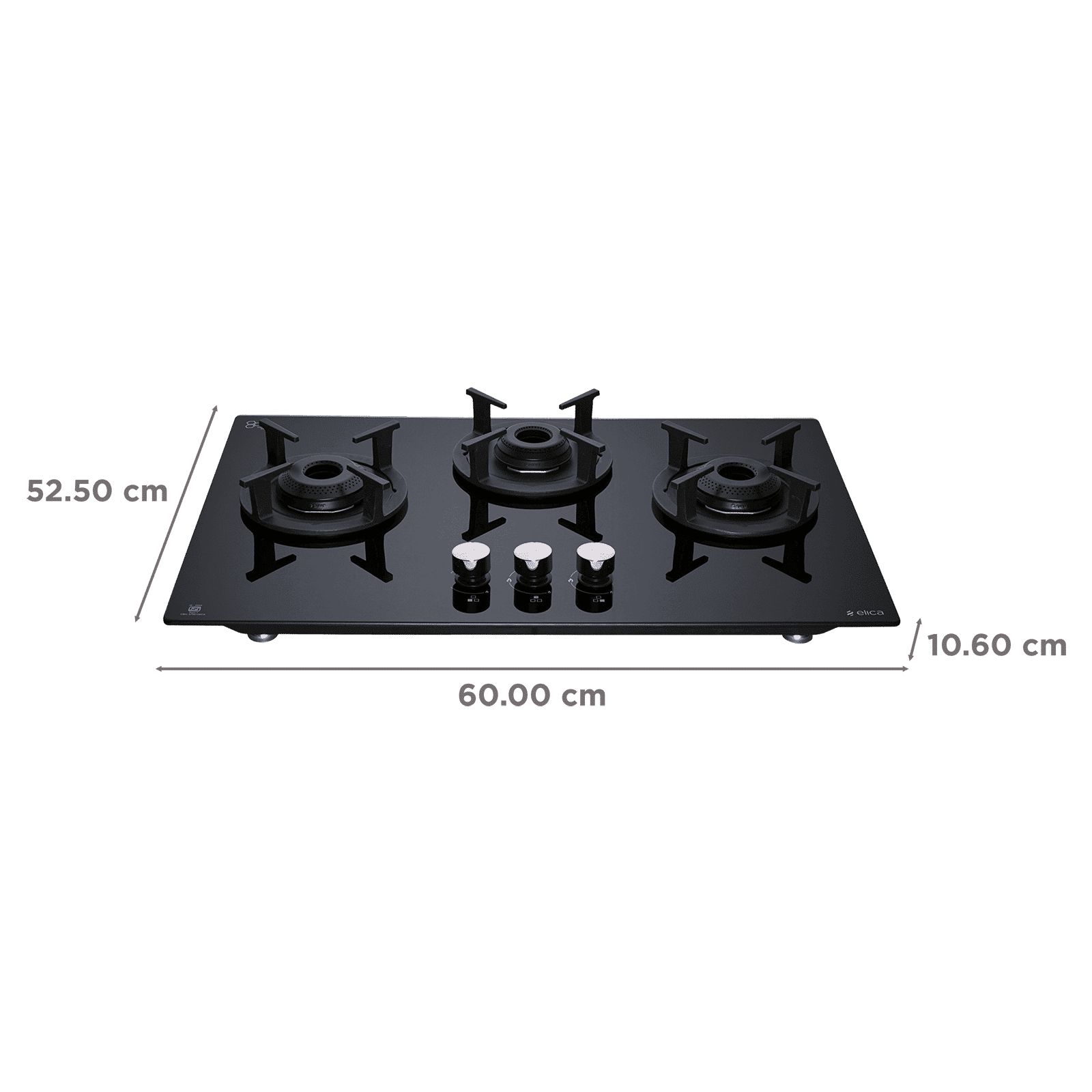 elica RG FLEXI 360 LOTUS IND HD BRASS Toughened Glass Top 3 Burner Automatic Hob (Multi Flame Burners, Black Glass)_2