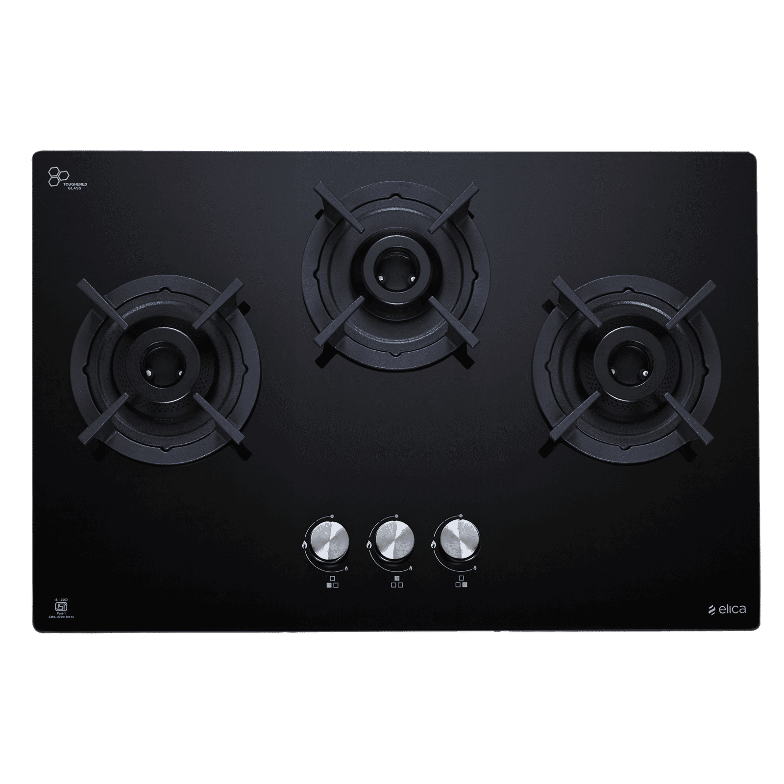 elica RG FLEXI 360 LOTUS IND HD BRASS Toughened Glass Top 3 Burner Automatic Hob (Multi Flame Burners, Black Glass)_4