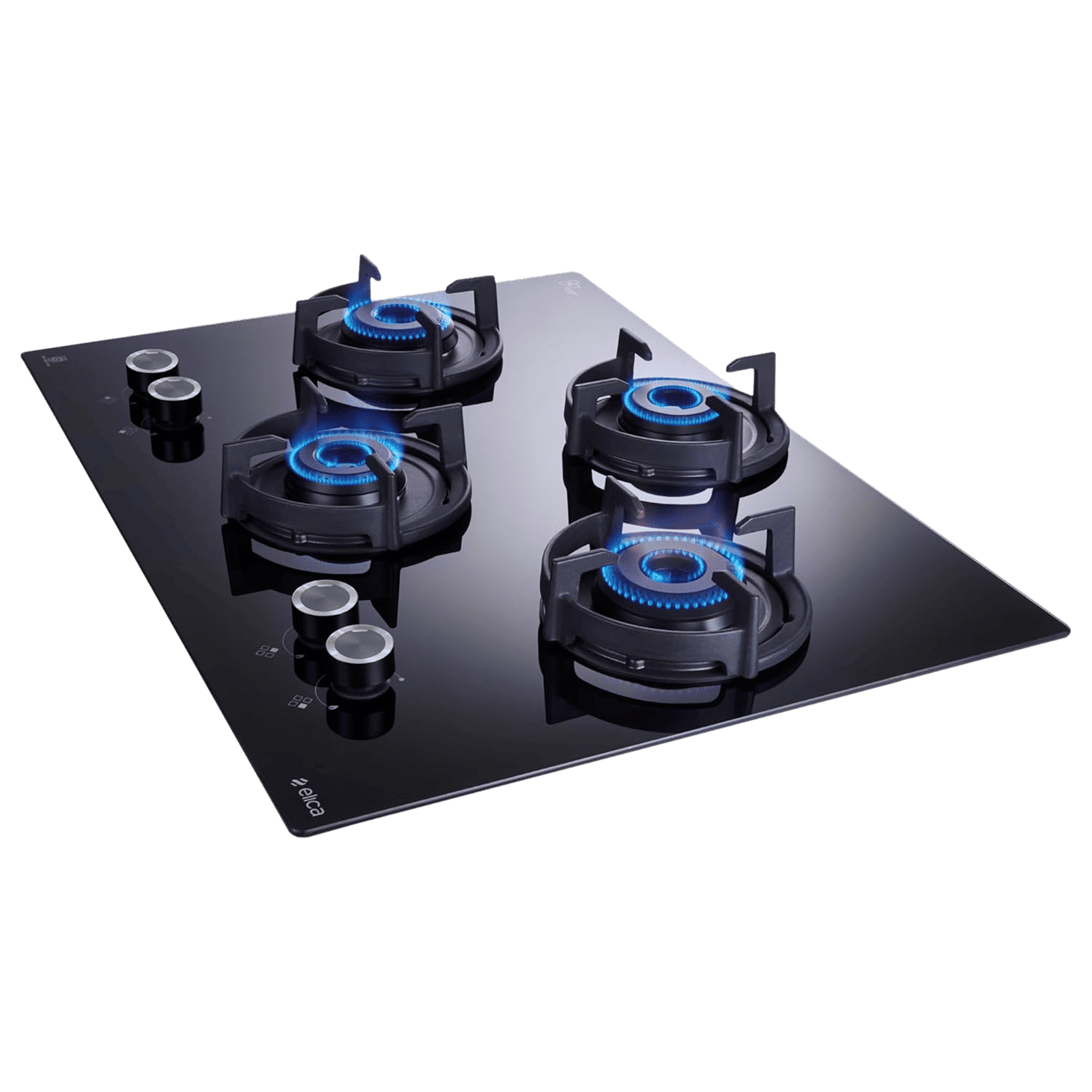 elica FLEXI 460 LOTUS IND HD BRASS Toughened Glass Top 4 Burner Automatic Hob (Cast Iron Pan Support with Heat Guard, Black)_7