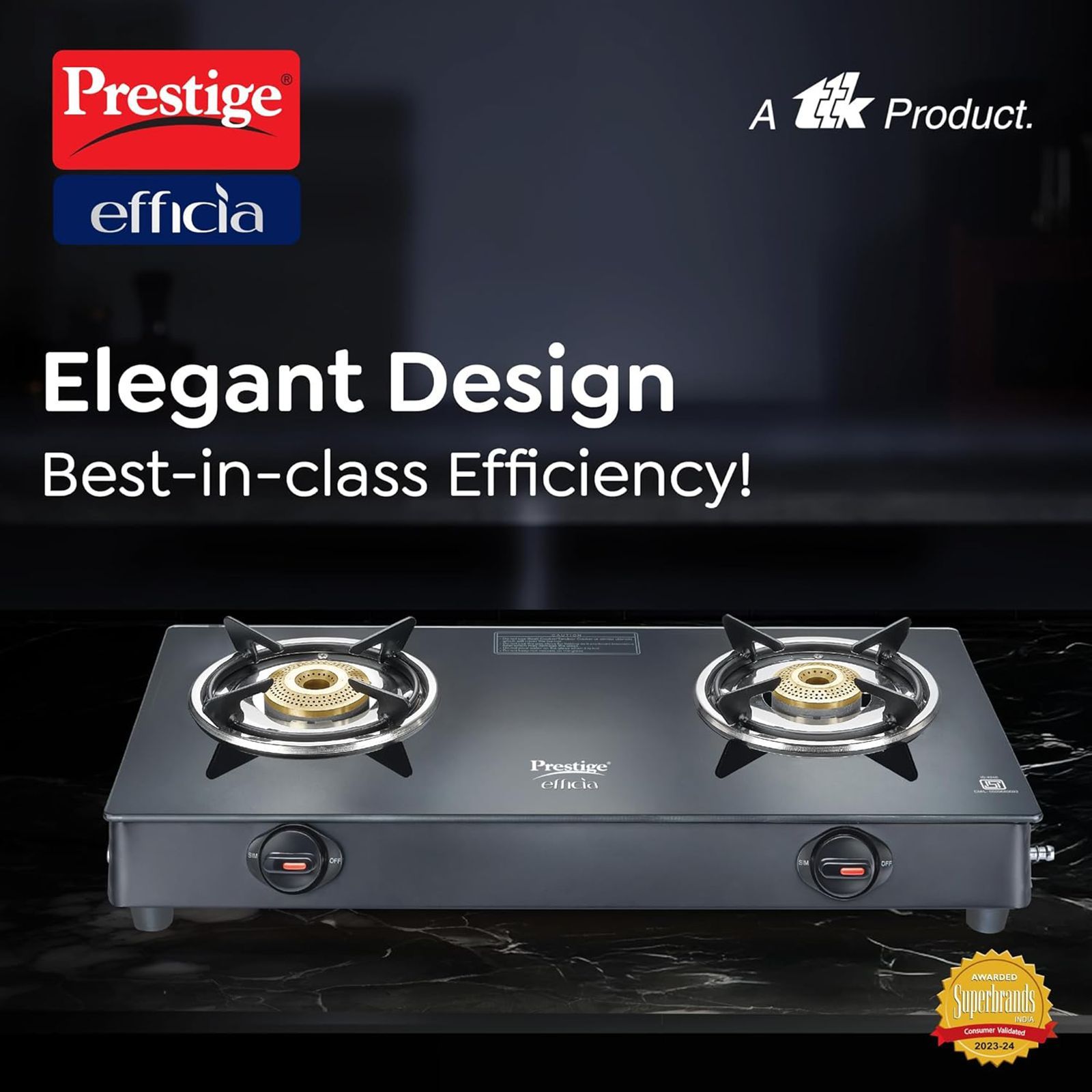 Prestige Efficia Toughened Glass Top 2 Burner Manual Gas Stove (ISI Certified, Black) Prestige Efficia Toughened Glass Top 2 Burner Manual Gas Stove (ISI Certified, Black)_2