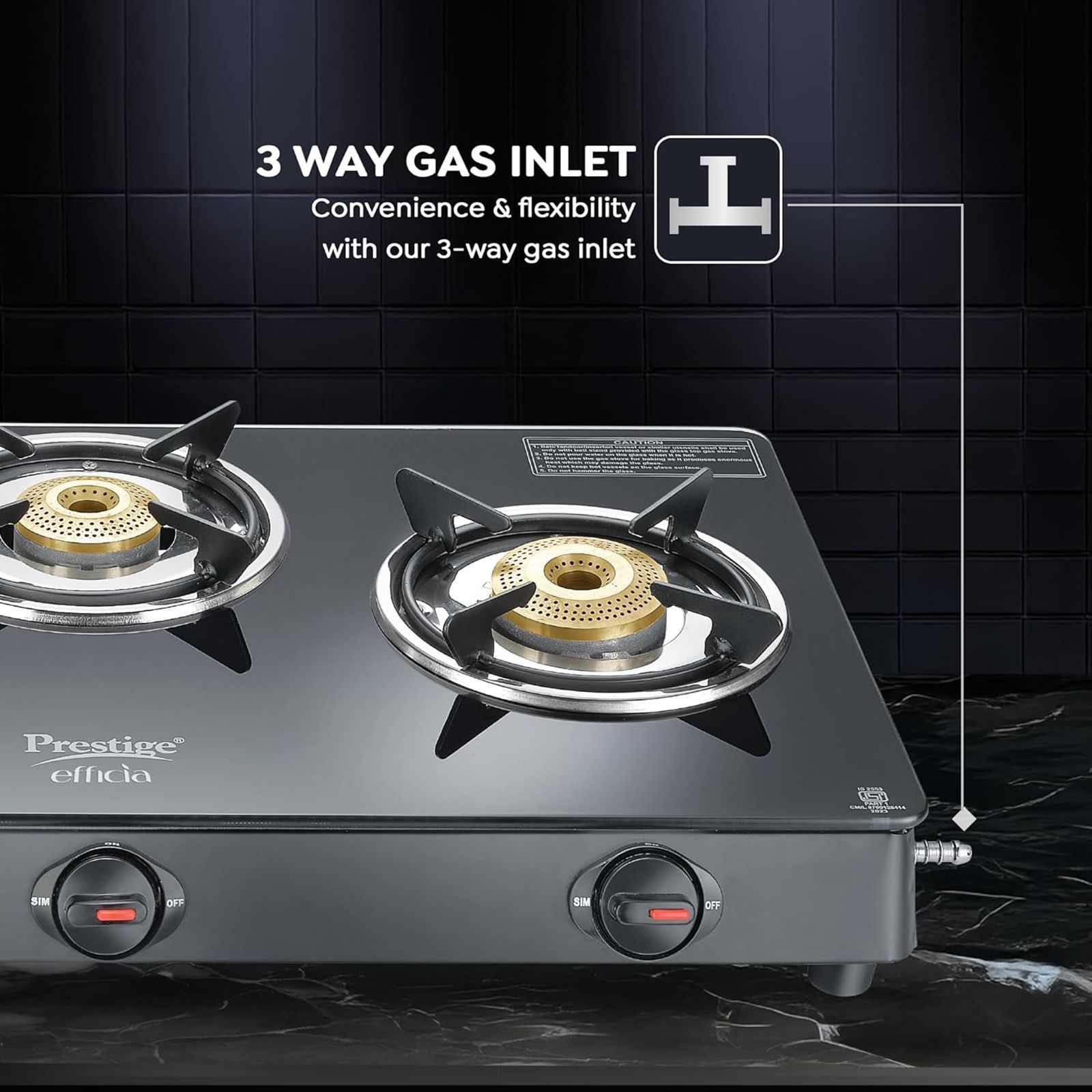 Prestige Efficia Toughened Glass Top 3 Burner Manual Gas Stove (ISI Certified, Black) Prestige Efficia Toughened Glass Top 3 Burner Manual Gas Stove (ISI Certified, Black)_6