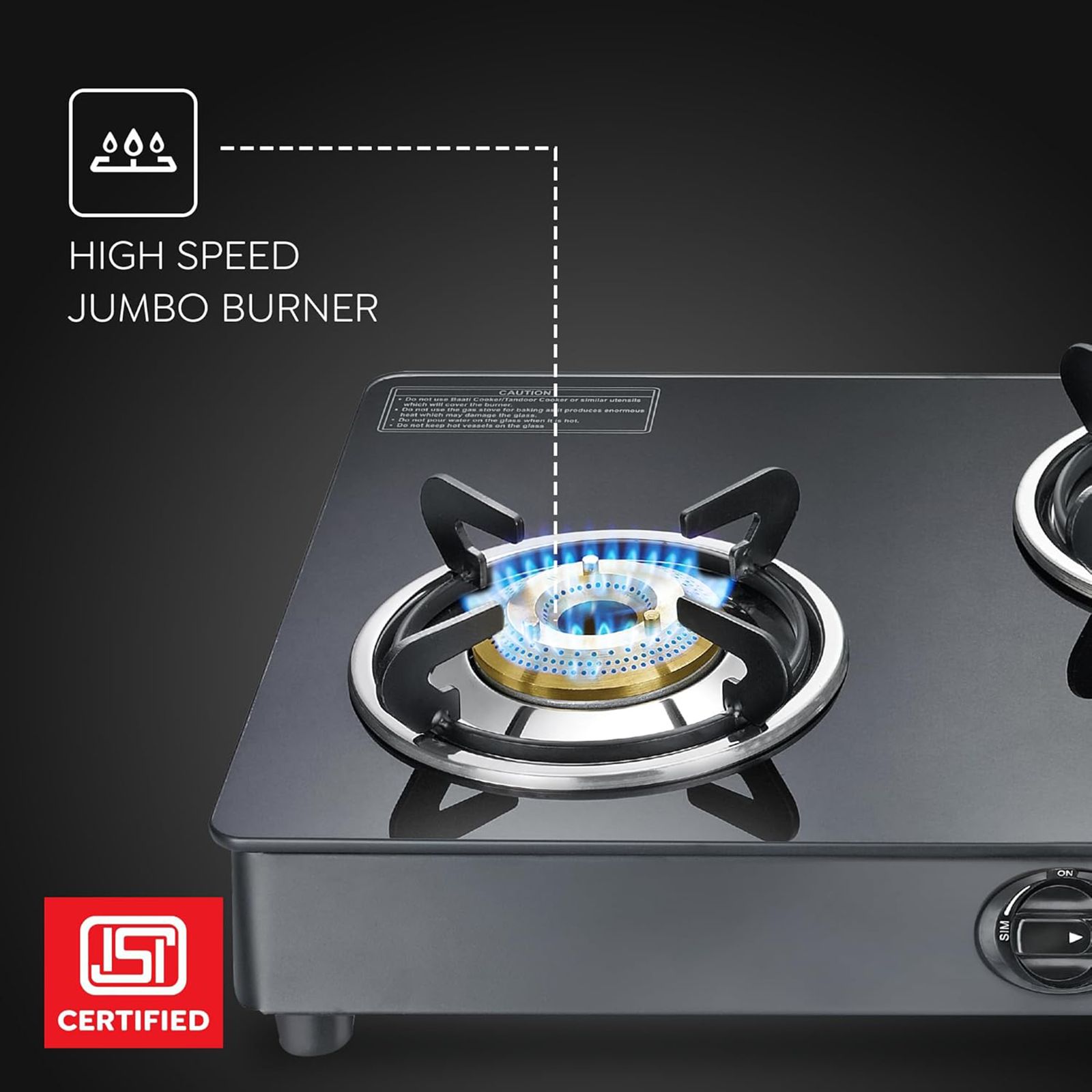 Prestige Marvel Plus Toughened Glass Top 3 Burner Manual Gas Stove (Tri-Pin Burners, Black)_3