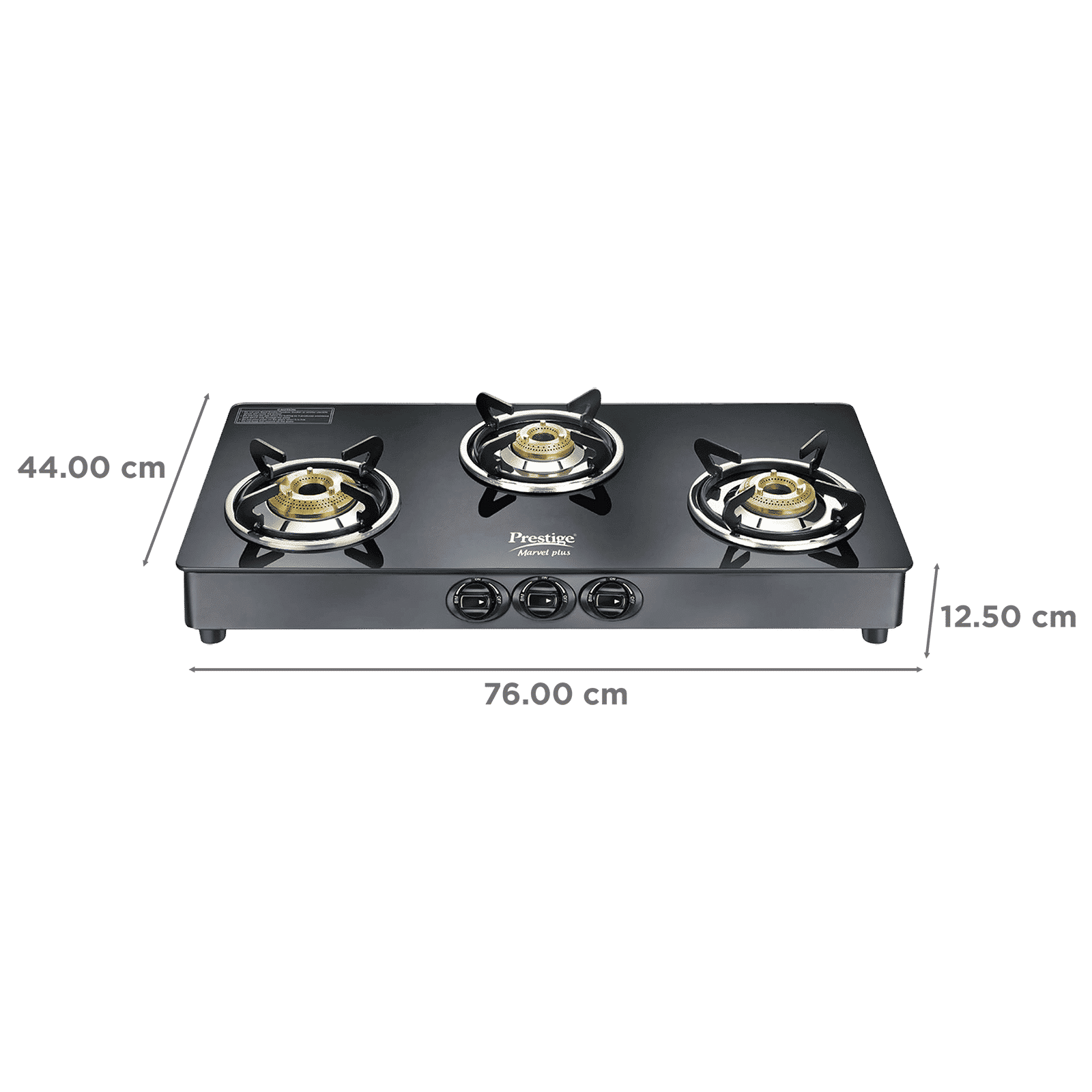 Prestige Marvel Plus Toughened Glass Top 3 Burner Manual Gas Stove (Tri-Pin Burners, Black)_2