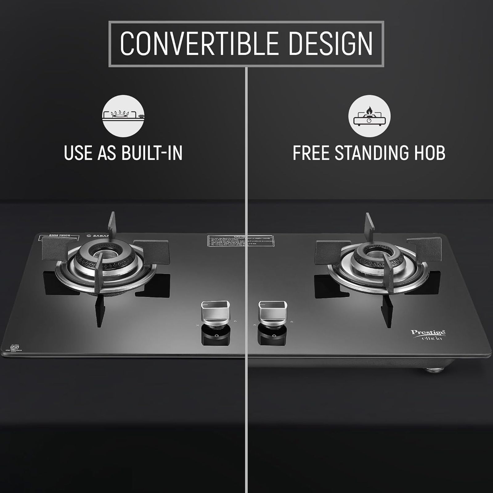 Prestige Efficia 02 AI Toughened Glass Top 2 Burner Automatic Hob (Dual Function & Convertible Design, Black) Prestige Efficia 02 AI Toughened Glass Top 2 Burner Automatic Hob (Dual Function & Convertible Design, Black)_6