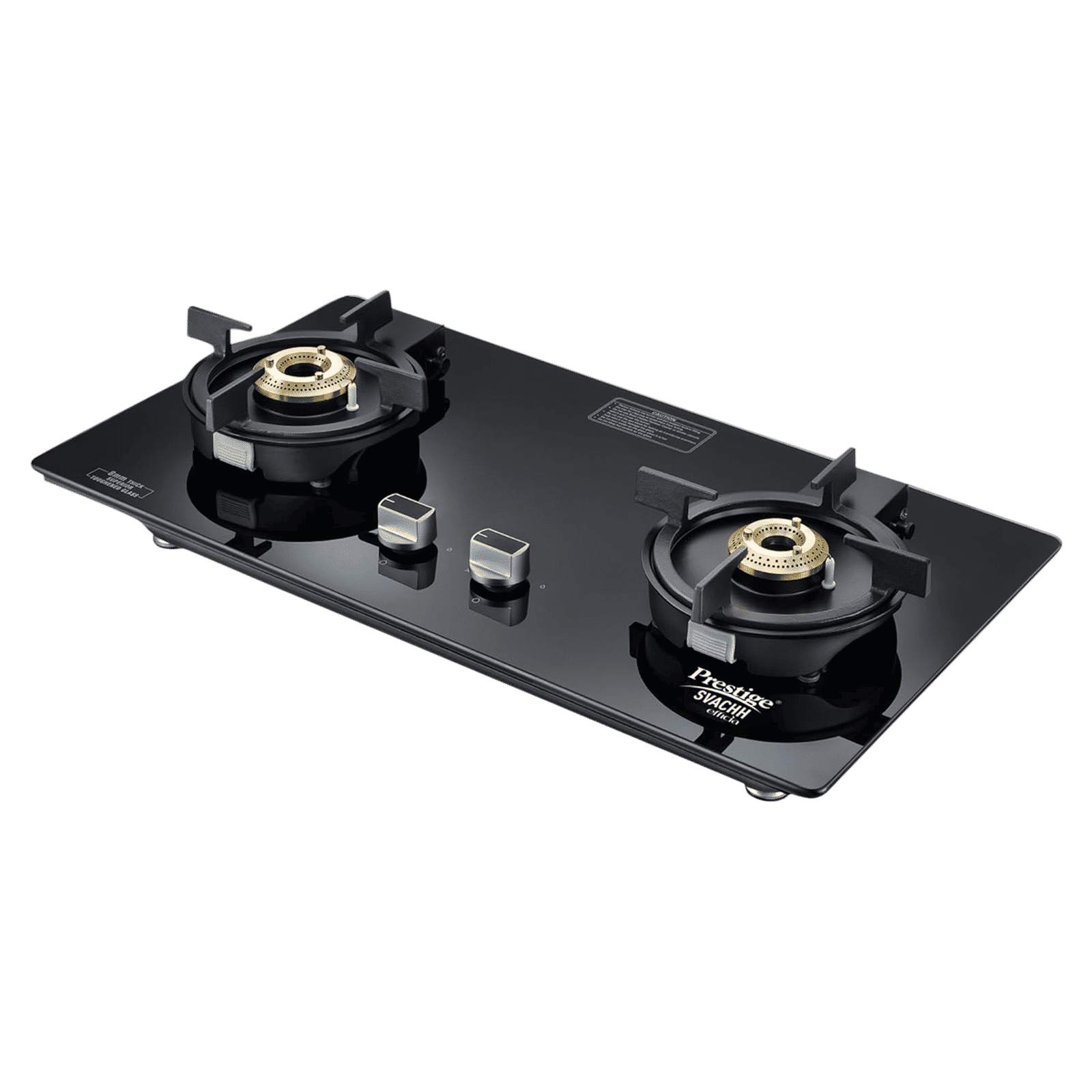 Prestige Svachh Efficia-02 AI Toughened Glass Top 2 Burner Automatic Hob (One-Touch Advanced Auto Ignition, Black) Prestige Svachh Efficia-02 AI Toughened Glass Top 2 Burner Automatic Hob (One-Touch Advanced Auto Ignition, Black)_1