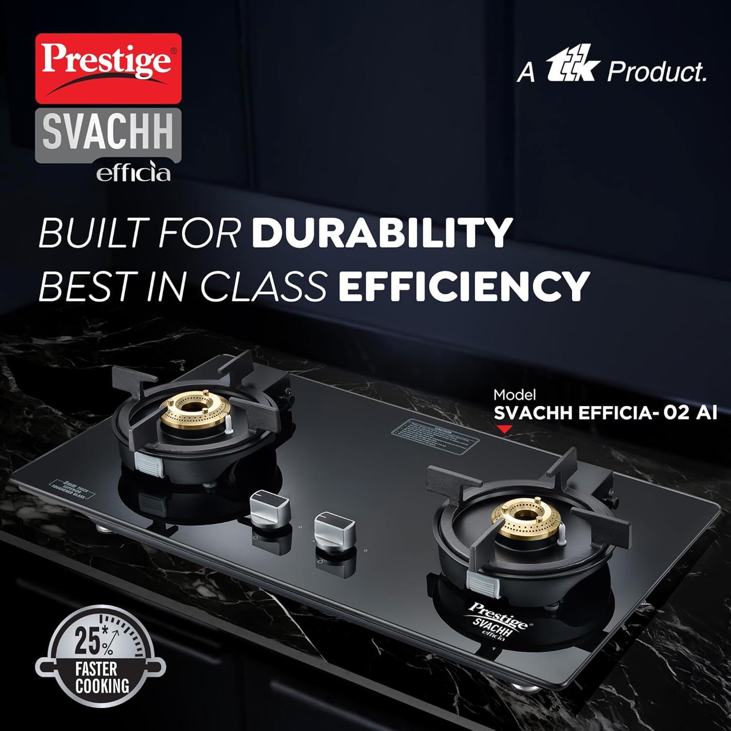 Prestige Svachh Efficia-02 AI Toughened Glass Top 2 Burner Automatic Hob (One-Touch Advanced Auto Ignition, Black)_6