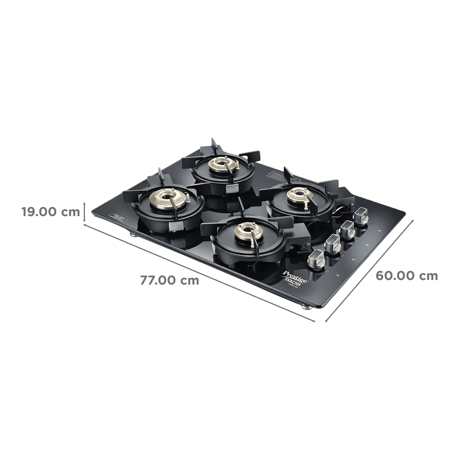 Prestige Svachh Efficia 04 AI Toughened Glass 4 Burner Automatic Hob (Multi Spark Ignition System, Black)_2