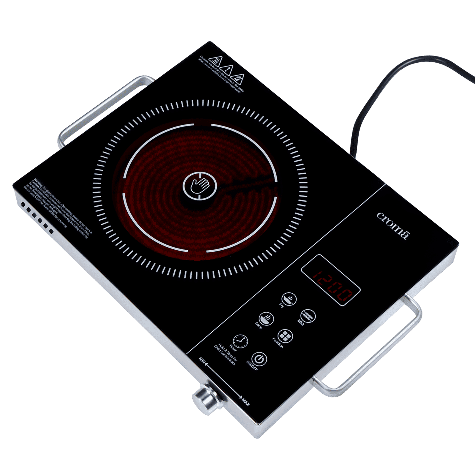 Croma Infrared 2200W Induction Cooktop with 3 Preset Menus_6