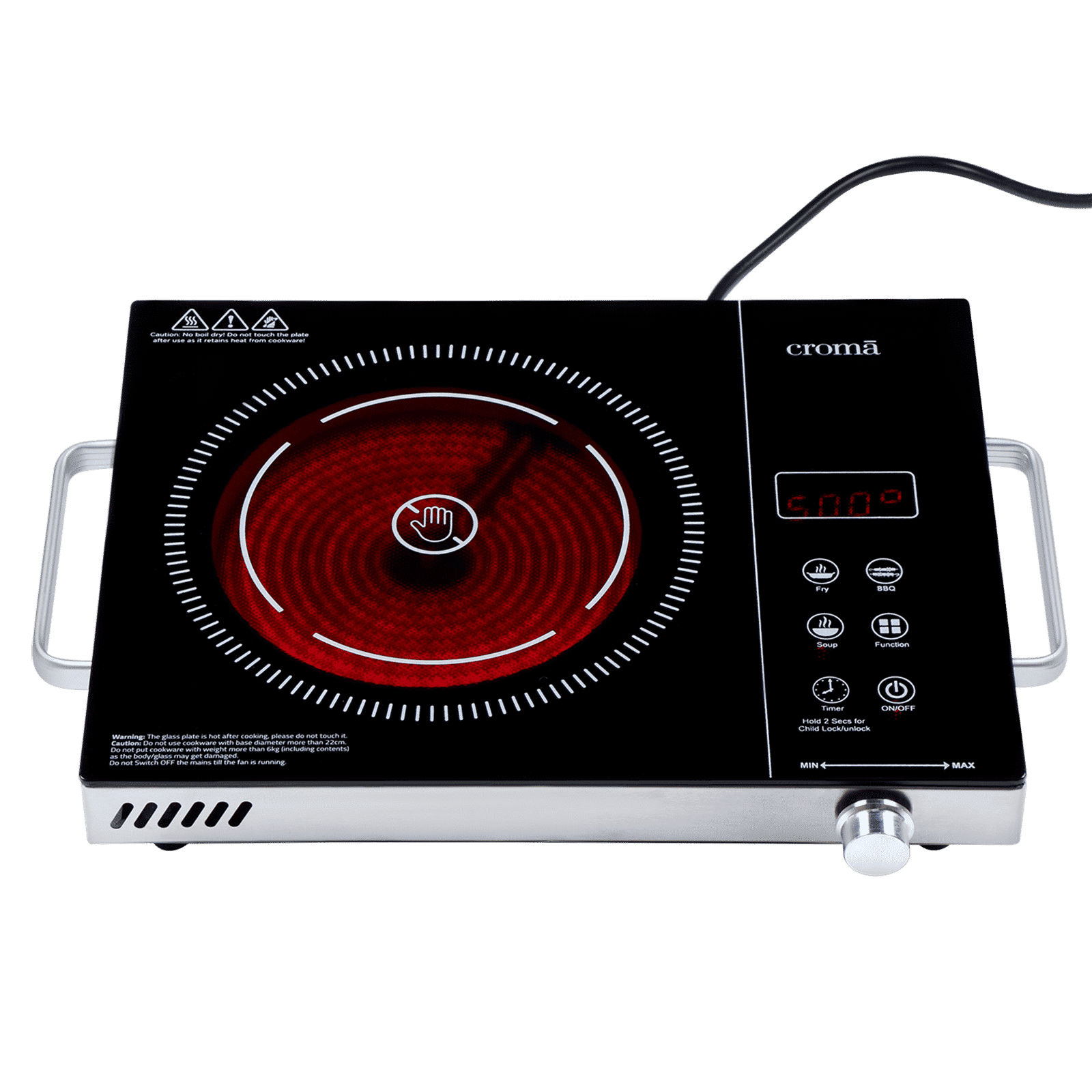 Croma Infrared 2200W Induction Cooktop with 3 Preset Menus_10